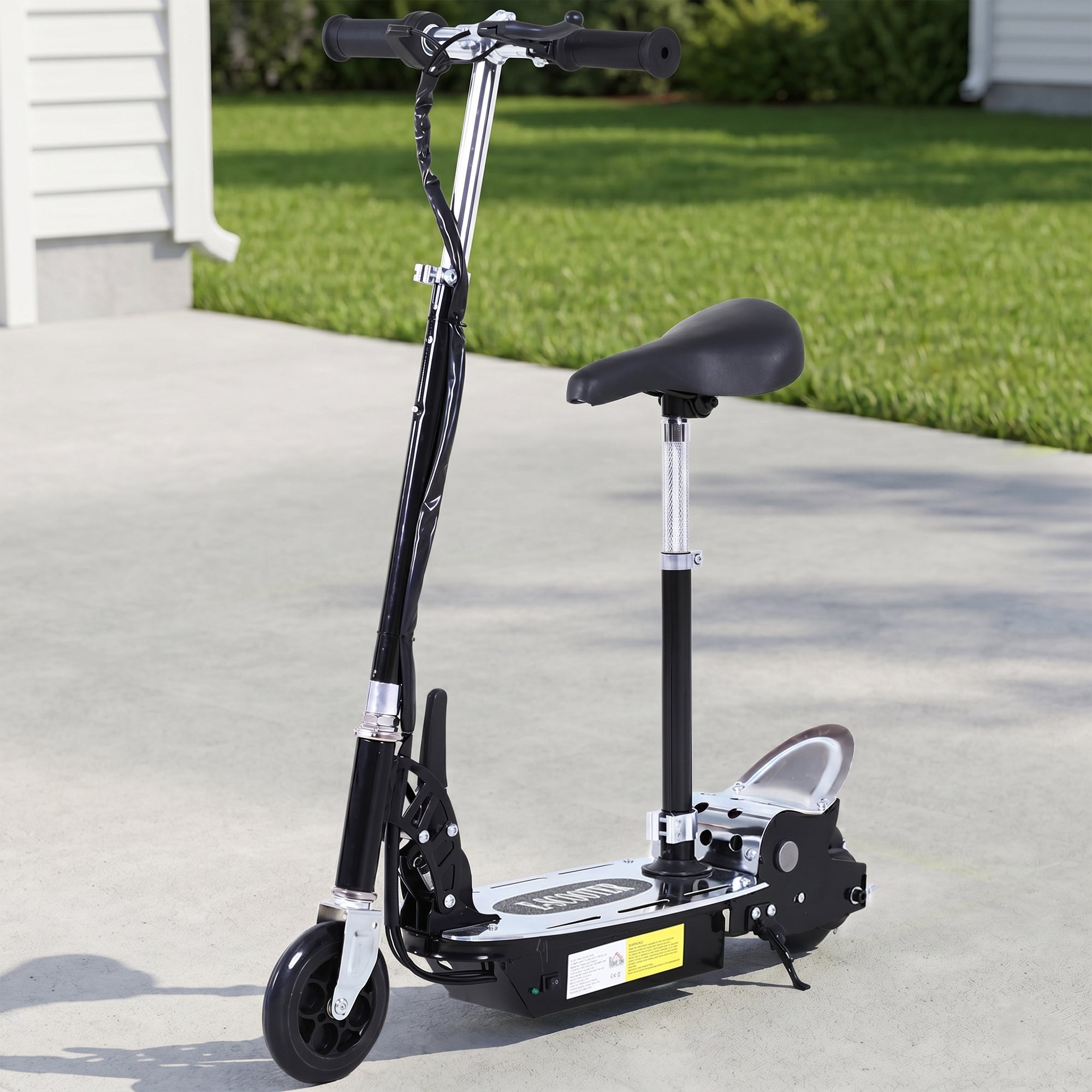 HOMCOM 120W Foldable Powered Scooters with 24V Rechargeable Battery, Adjustable Ride on Toy (Black)