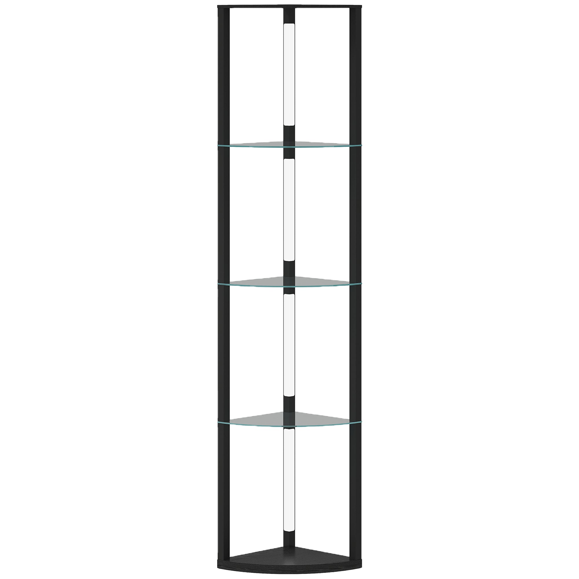 HOMCOM LED Floor Lamp with Shelves, Dimmable Standing Lamp with Foot Switch for Living Room, Bedroom, Black
