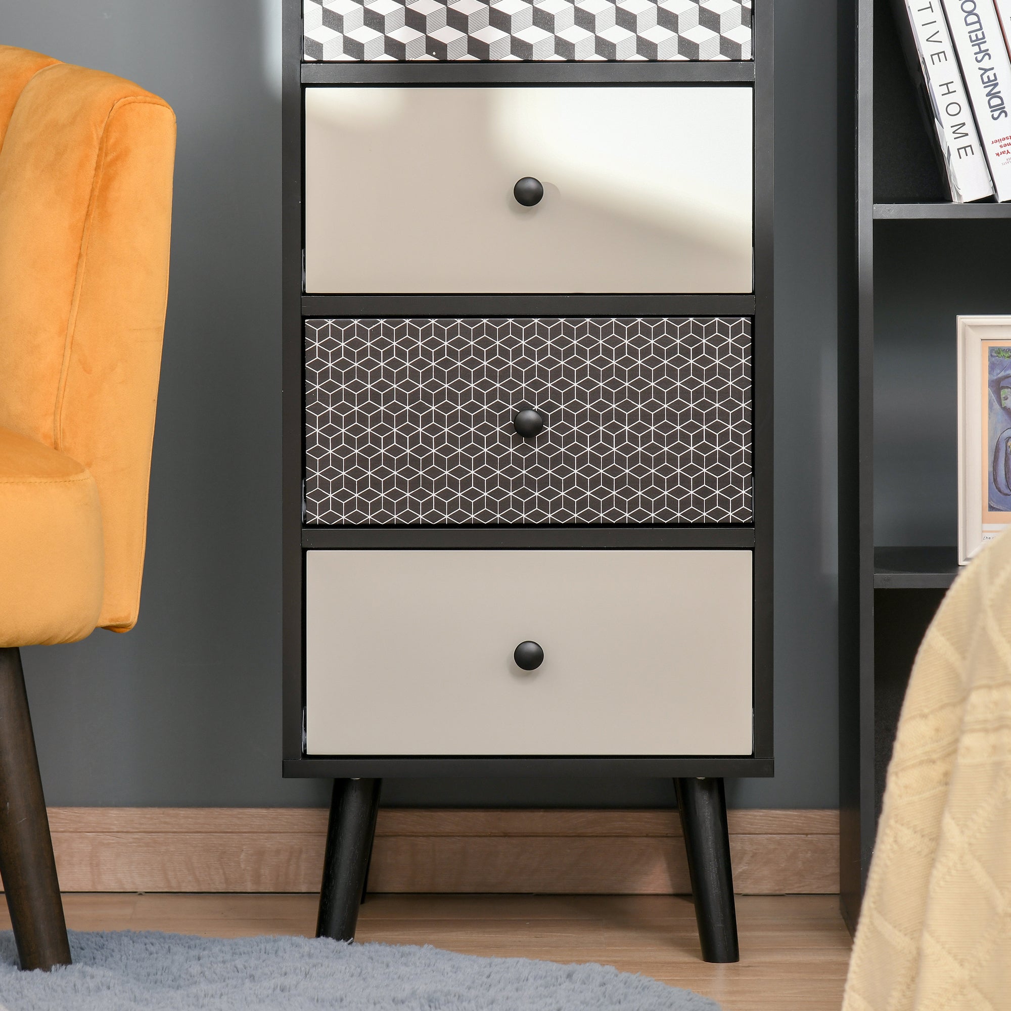 HOMCOM Chest of Drawers, 5 Drawer Dresser, Vertical Storage Organizer Unit for Bedroom, Living Room - North Peak Garden Furniture