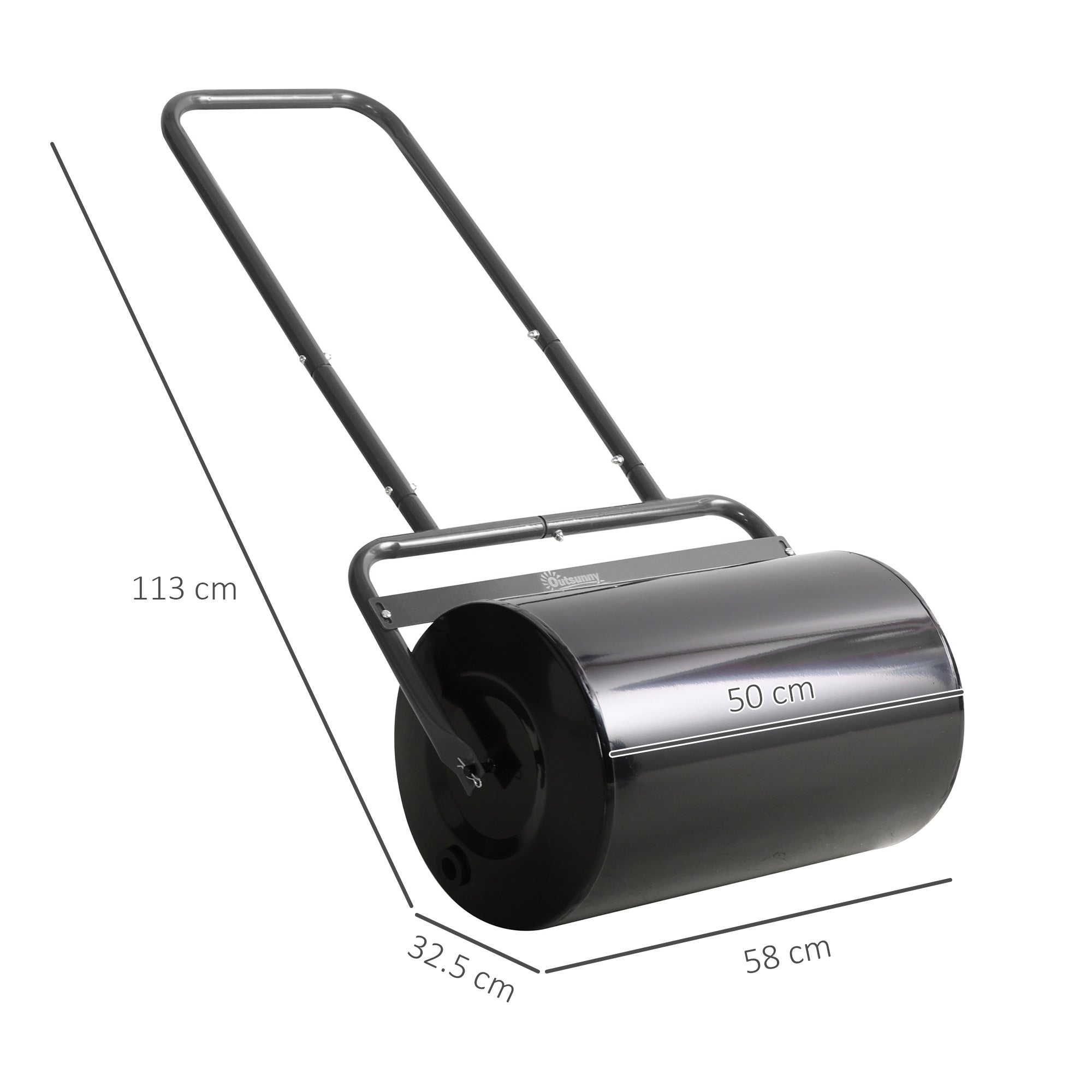 Outsunny 38L Fillable Cylinder Steel Lawn Roller - Black - North Peak Garden Furniture