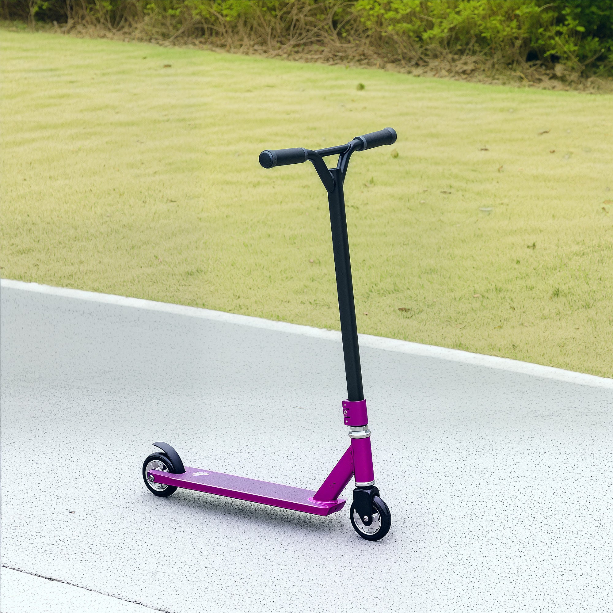 HOMCOM Stunt Scooter, 360° Entry Level Tricks Scooter w/ Lightweight Aluminium Deck and ABEC 7 Bearing, For Age 14+ Beginners, Purple - North Peak Garden Furniture