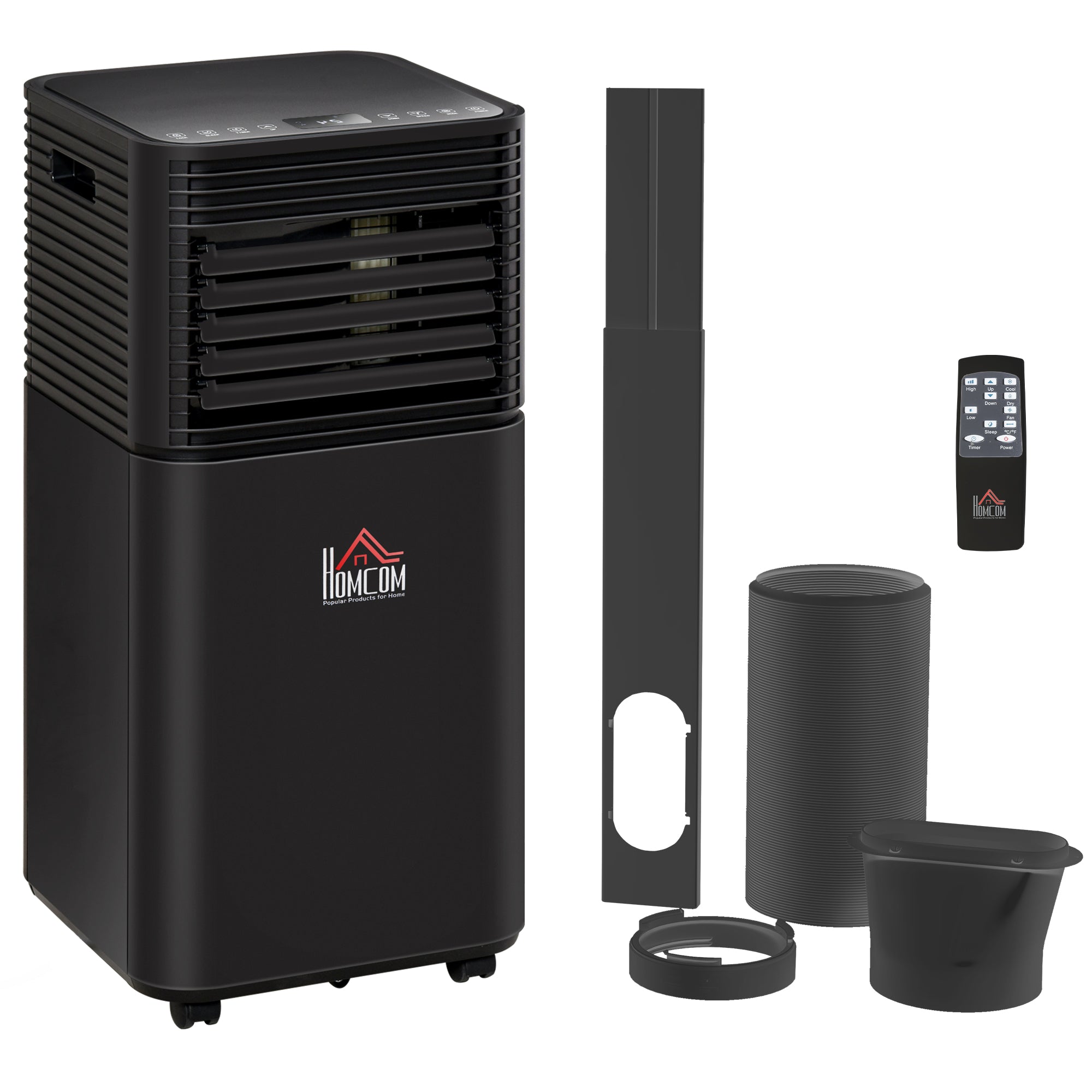 HOMCOM 7000 BTU 4-In-1 Portable Air Conditioner Unit Cooling Dehumidifying Ventilating for Room up to 15m², with Fan, Remote, 24H Timer, Window Mount Kit, R290, A Energy Efficiency - North Peak Garden Furniture