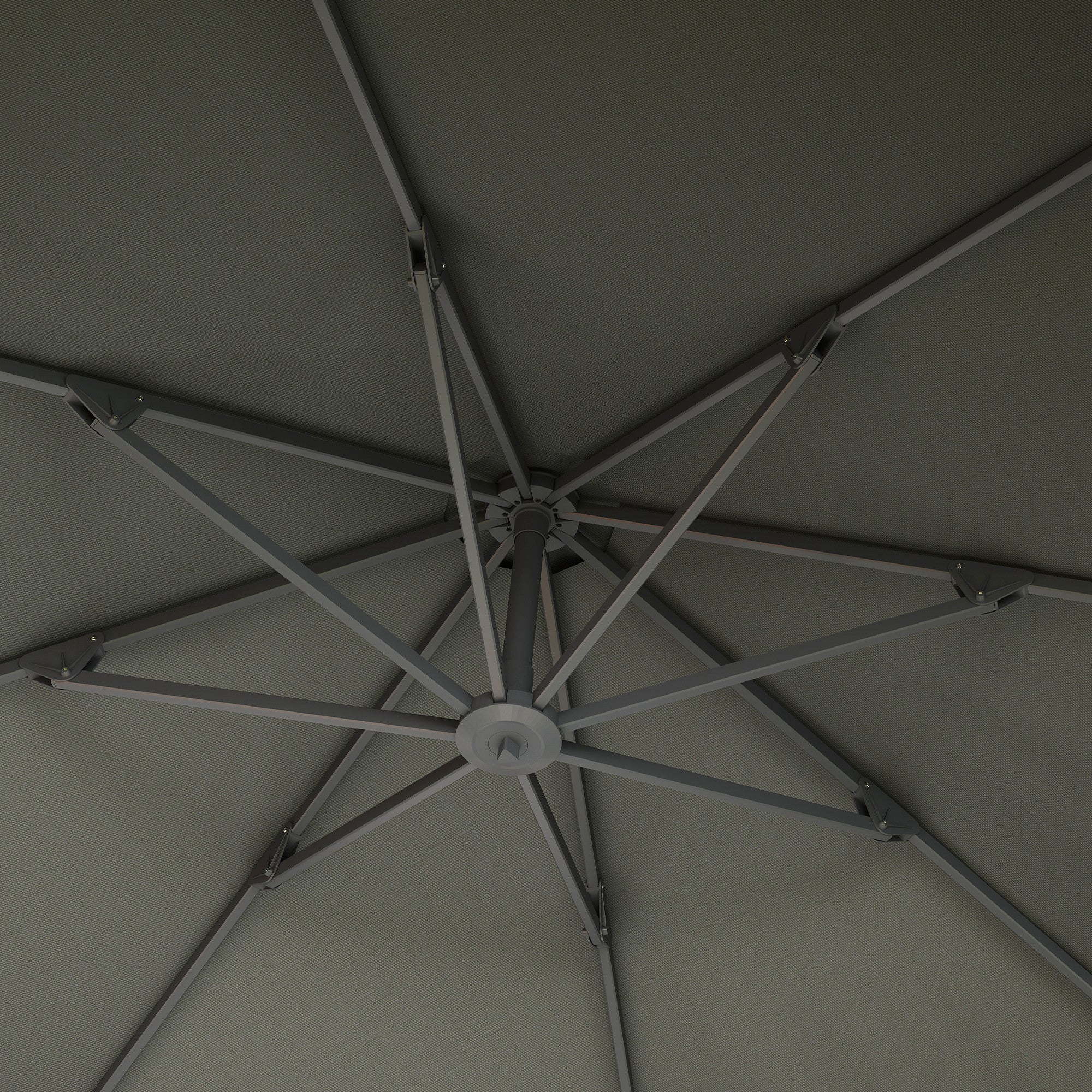 Outsunny 3(m) Garden Cantilever Parasol, Round Overhanging Umbrella with Crank Handle, Cross Base, Aluminium Frame and 360° Rotation, Banana Patio Umbrella for Outdoor Sun Shade, Grey - North Peak Garden Furniture