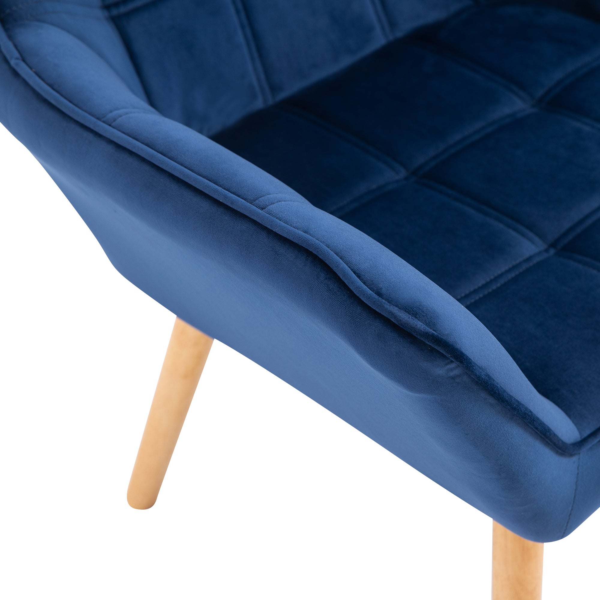 HOMCOM Armchair Accent Chair, Vanity Chair with Wide Arms, Slanted Back, Padding, Metal Frame, Wooden Legs, Home Bedroom Furniture Seating, Set of 2, Blue - North Peak Garden Furniture