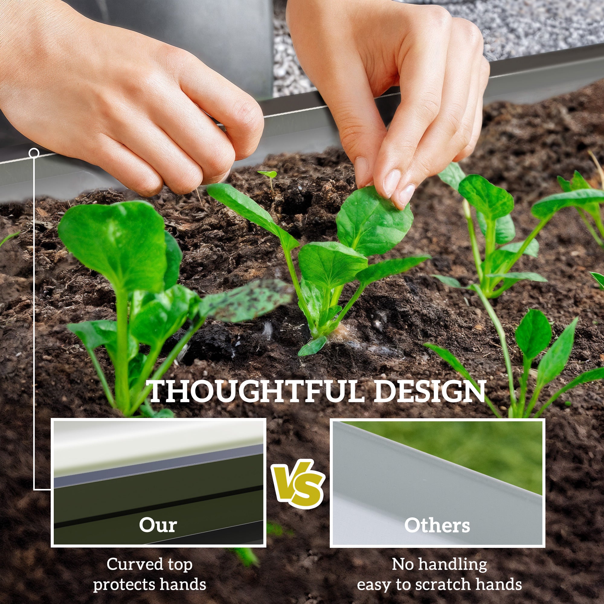 Outsunny Raised Beds for Garden, Galvanized Outdoor Planters, for Herbs and Vegetables, Use for Patio, Backyard, Balcony, Grey