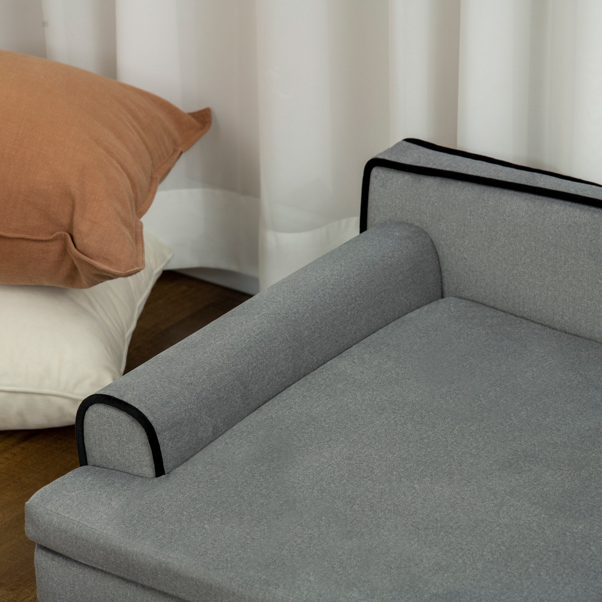 PawHut Dog Sofa, with Wooden Legs, Water-Resistant Fabric, for Medium & Large Dogs - Grey - North Peak Garden Furniture