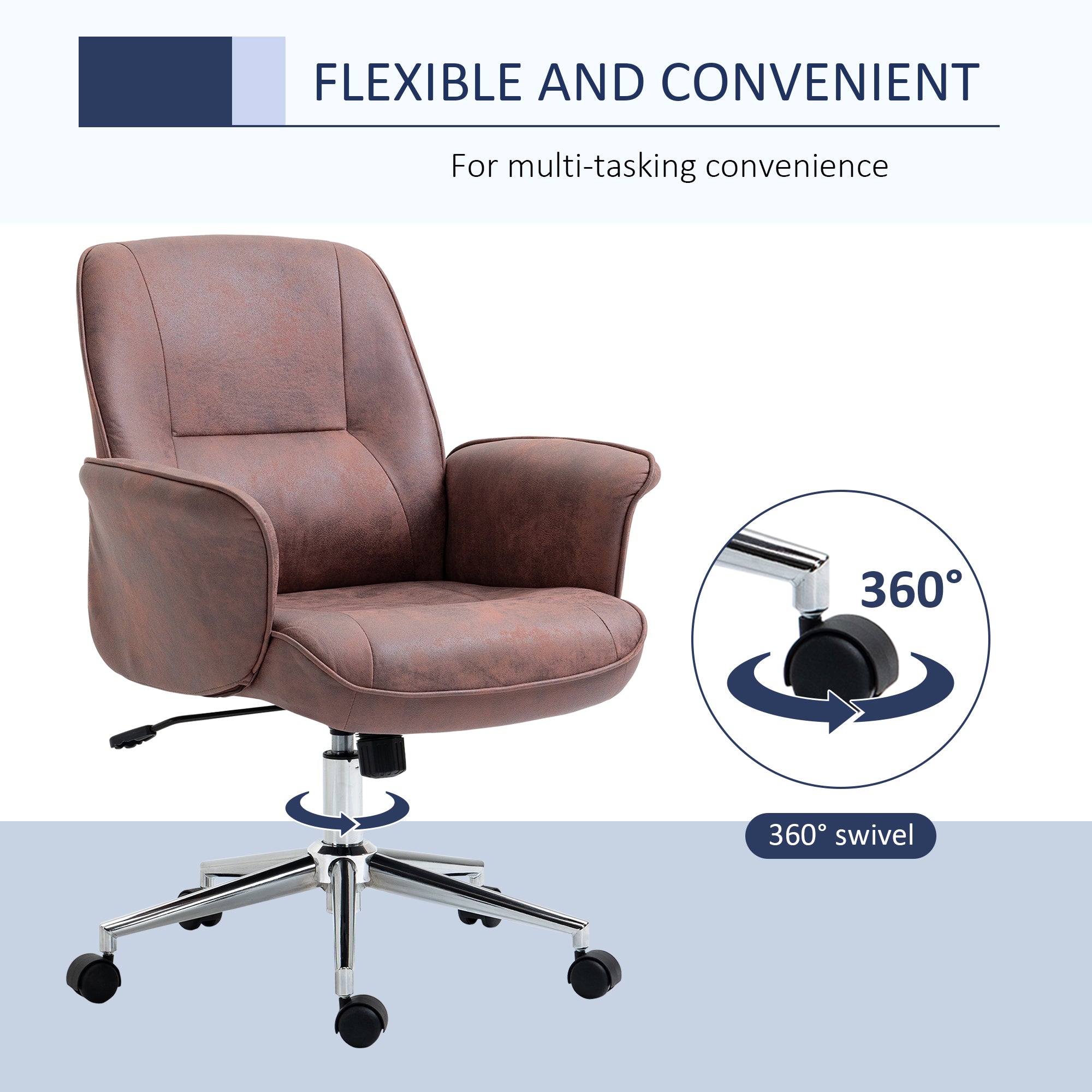 Vinsetto Office Chair, Desk Chair, Swivel Computer Chair with Armrest and Rolling Wheels for Home and Work, Red - North Peak Garden Furniture