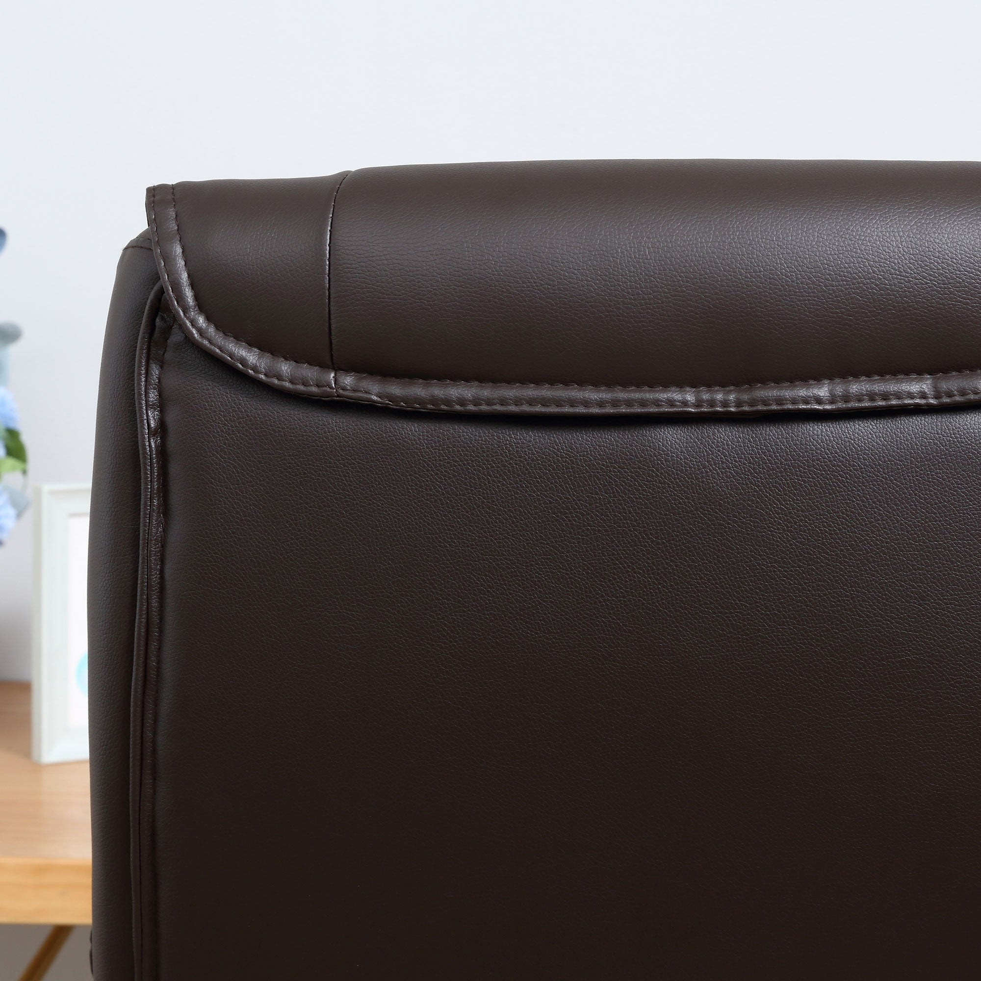 HOMCOM Home Office Chair High Back Computer Desk Chair with Faux Leather Adjustable Height Rocking Function Brown - North Peak Garden Furniture
