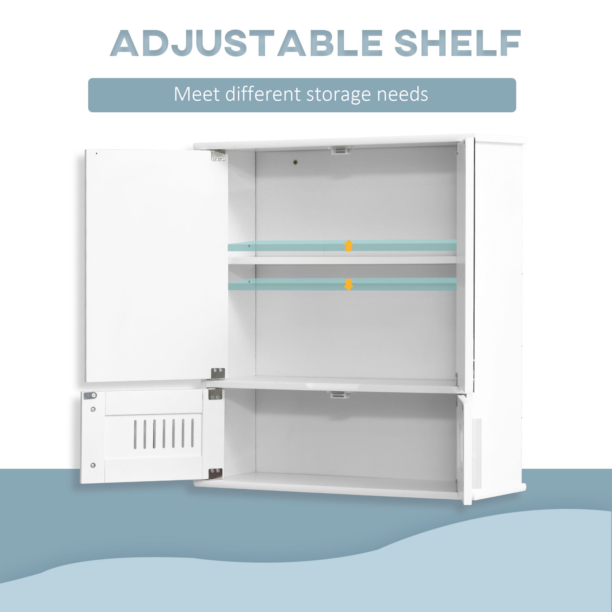kleankin Bathroom Mirror Cabinet, Wall Mounted Storage Cupboard with Double Doors and Adjustable Shelf, Bathroom Organizer, White - North Peak Garden Furniture