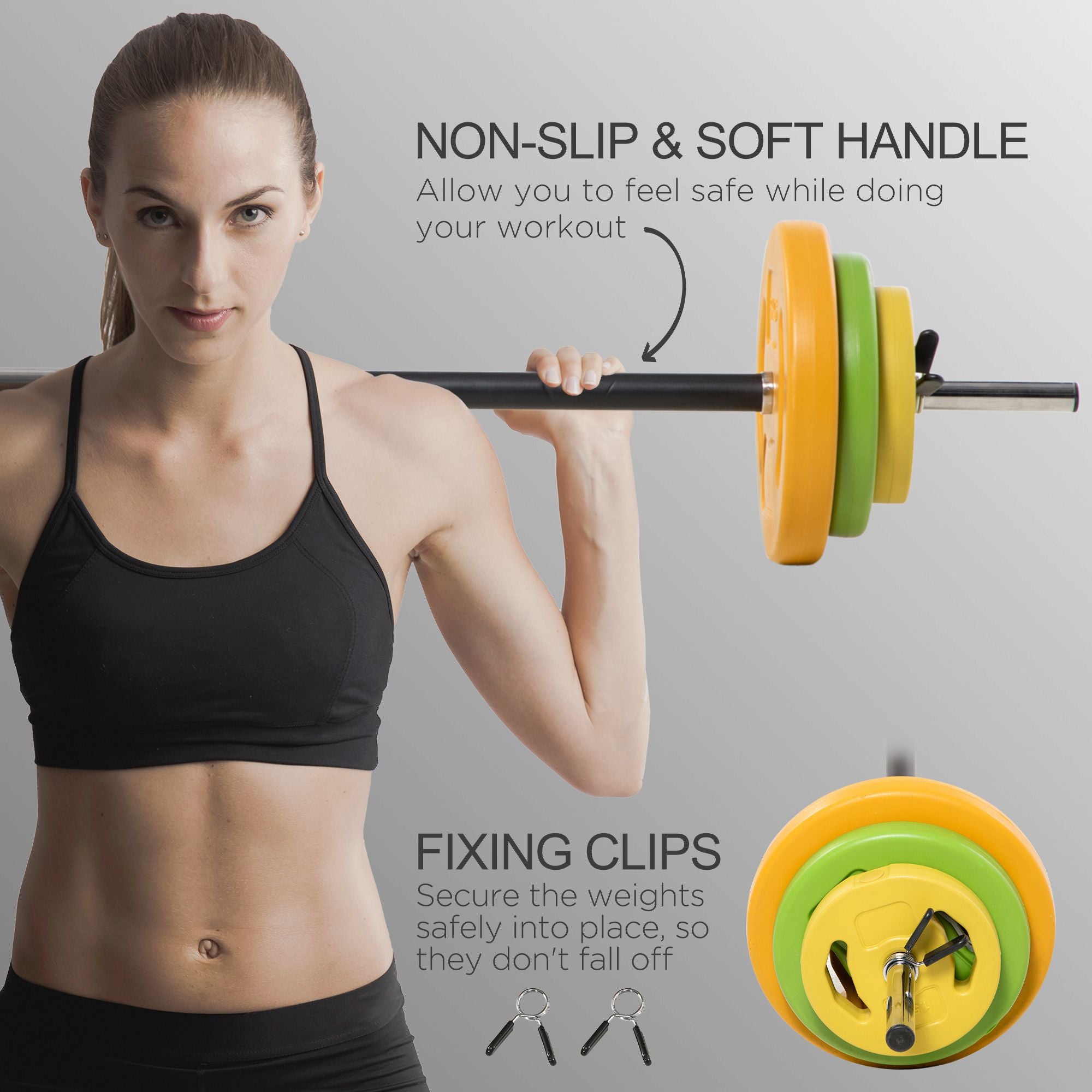 HOMCOM 20kg Barbell Weights Set, Adjustable Weights with Non-slip Handle, for Women and Men Home Gym Exercise Weight Strength Training - North Peak Garden Furniture