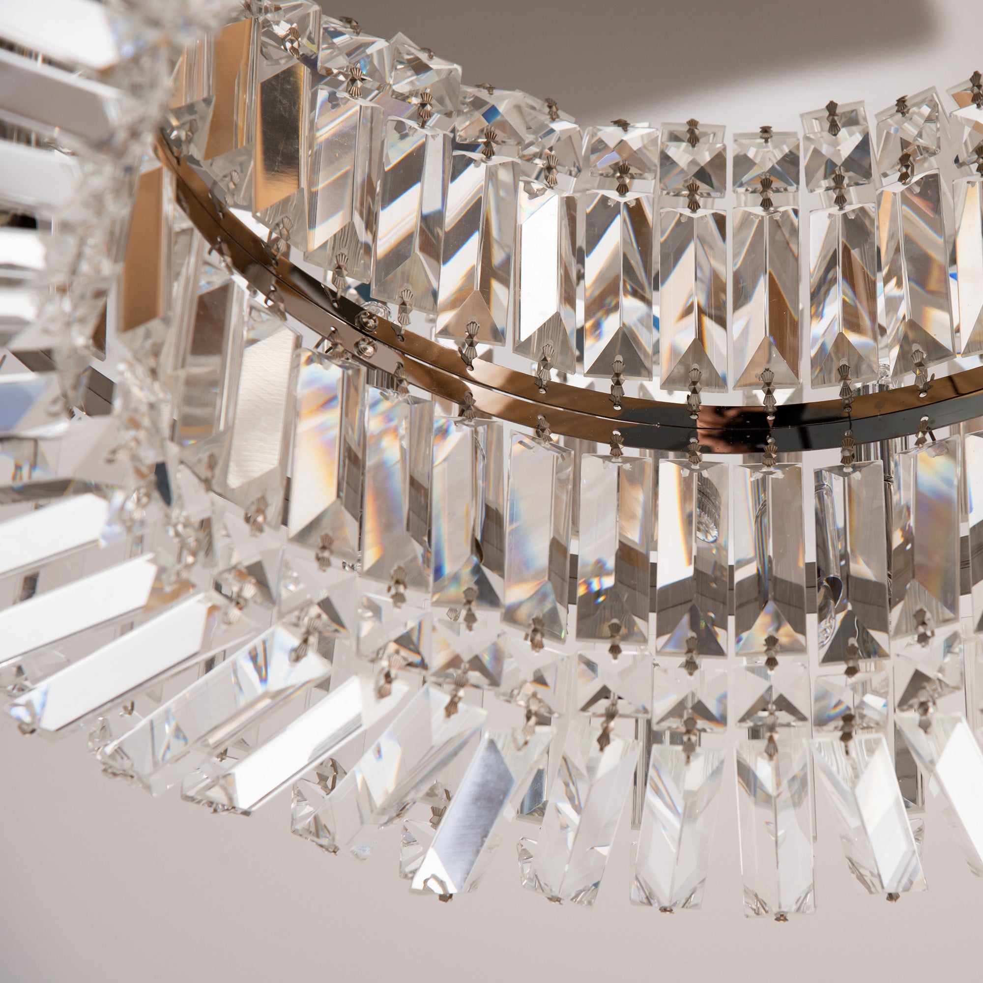 HOMCOM Crystal Ceiling Light Modern Chandeliers Stainless Steel Pendant Lights with Crystal Decorations for Living Room Bedroom Dining Room Hall Silver - North Peak Garden Furniture