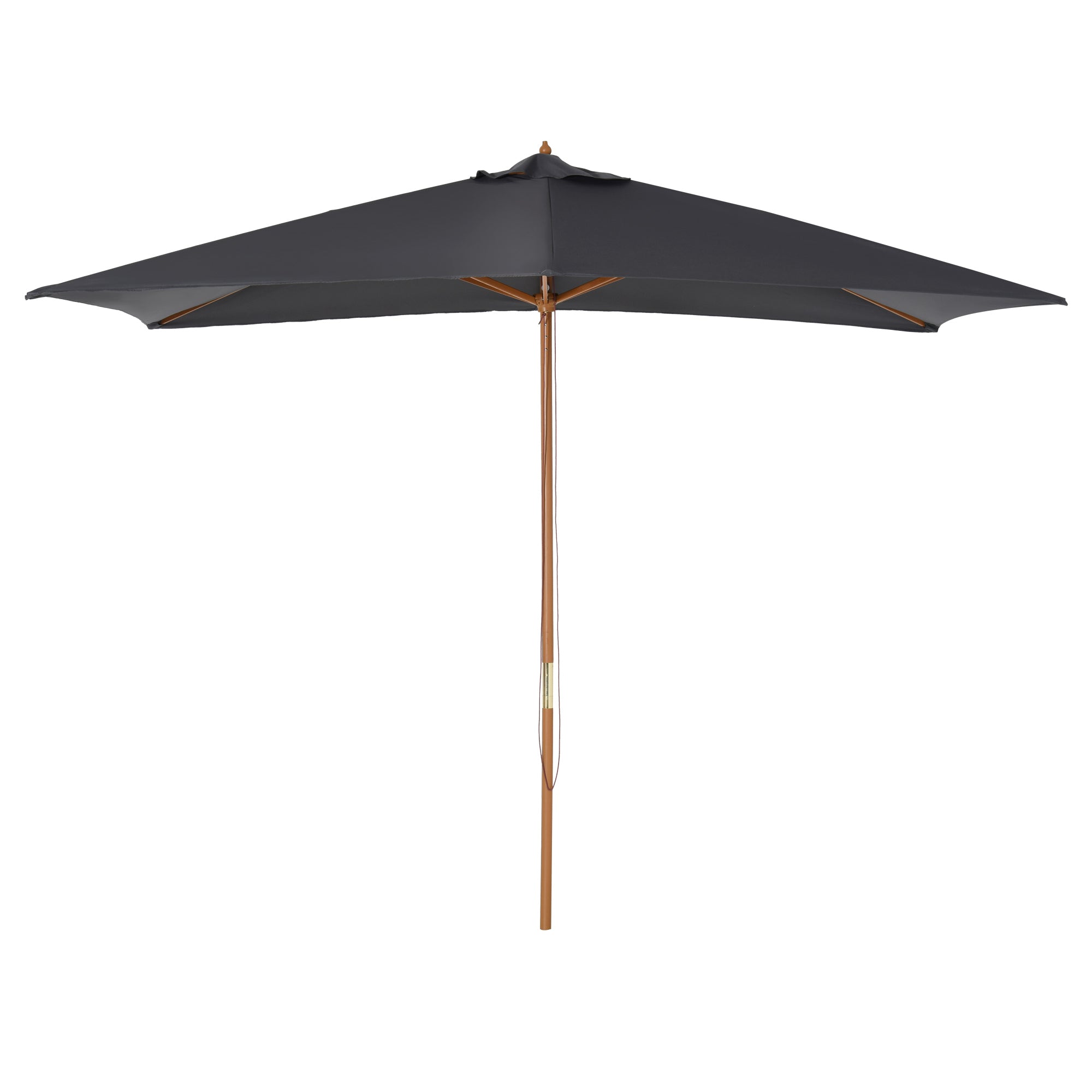 Outsunny 2 x 3m Wooden Garden Parasol Umbrella Outdoor Sun Shade Canopy, Dark Grey