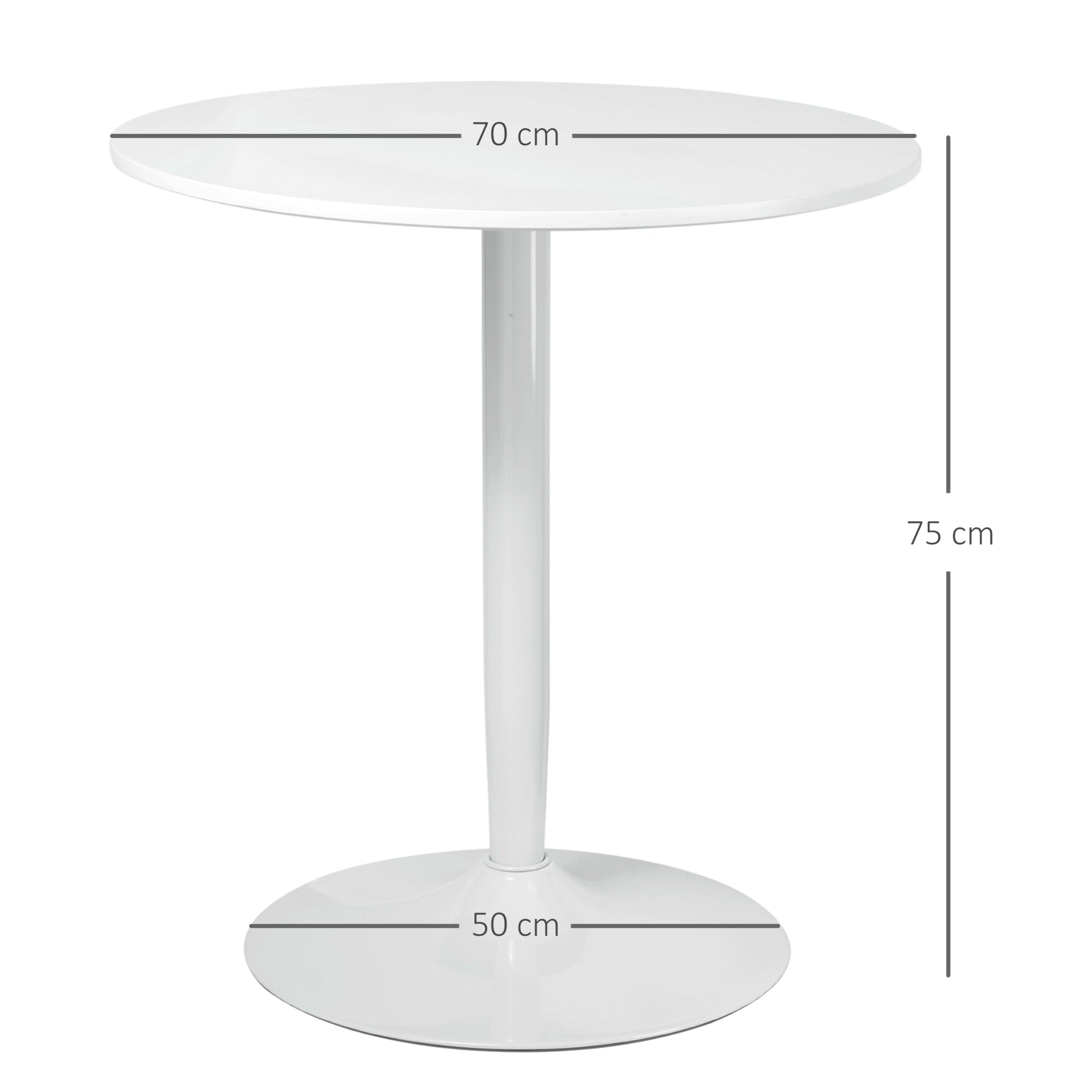 HOMCOM 75H x Φ70cm Two-Person Minimalistic Dining Table - White - North Peak Garden Furniture