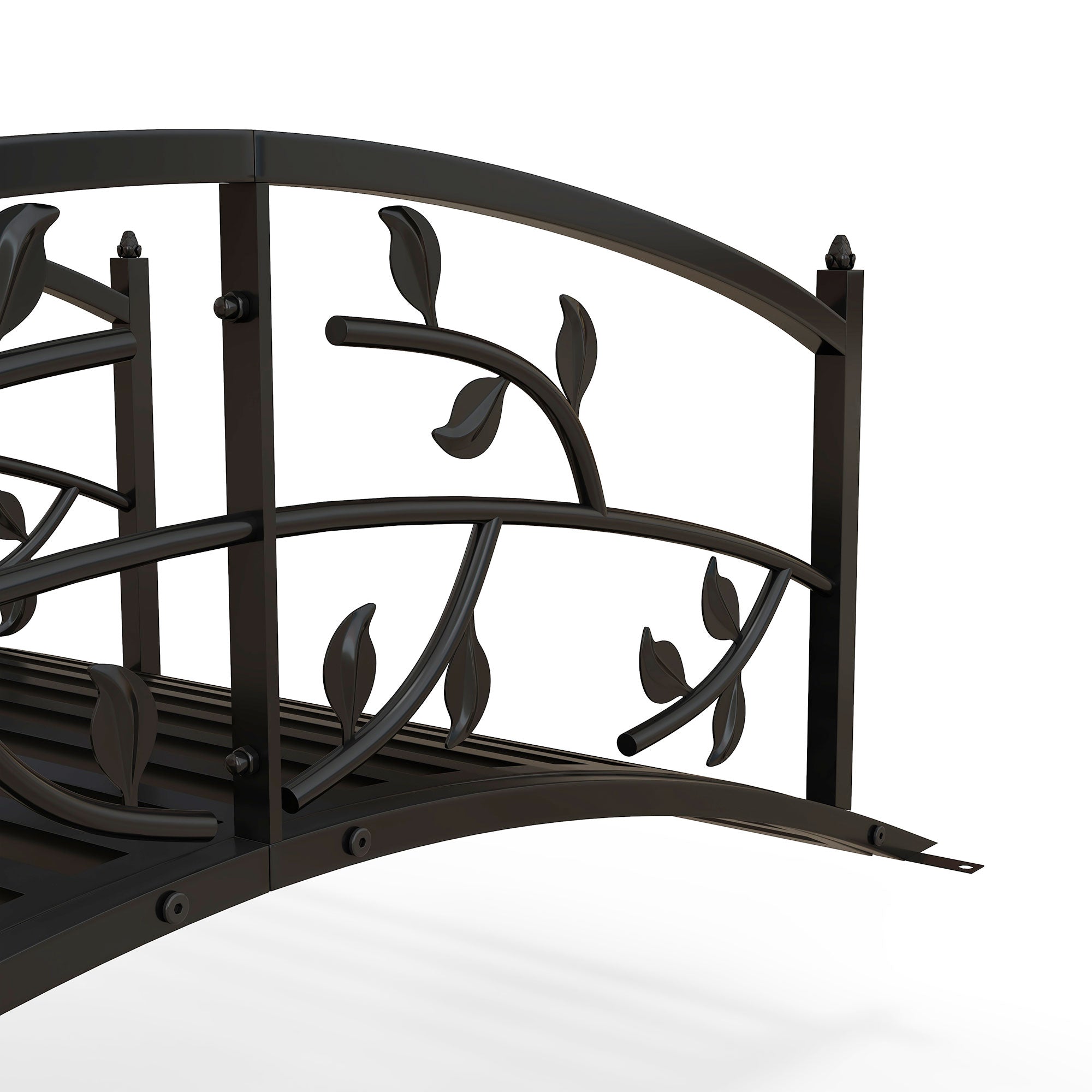 Outsunny 1.2M Metal Decorative Vine Pattern Arch Garden Bridge, Black - North Peak Garden Furniture