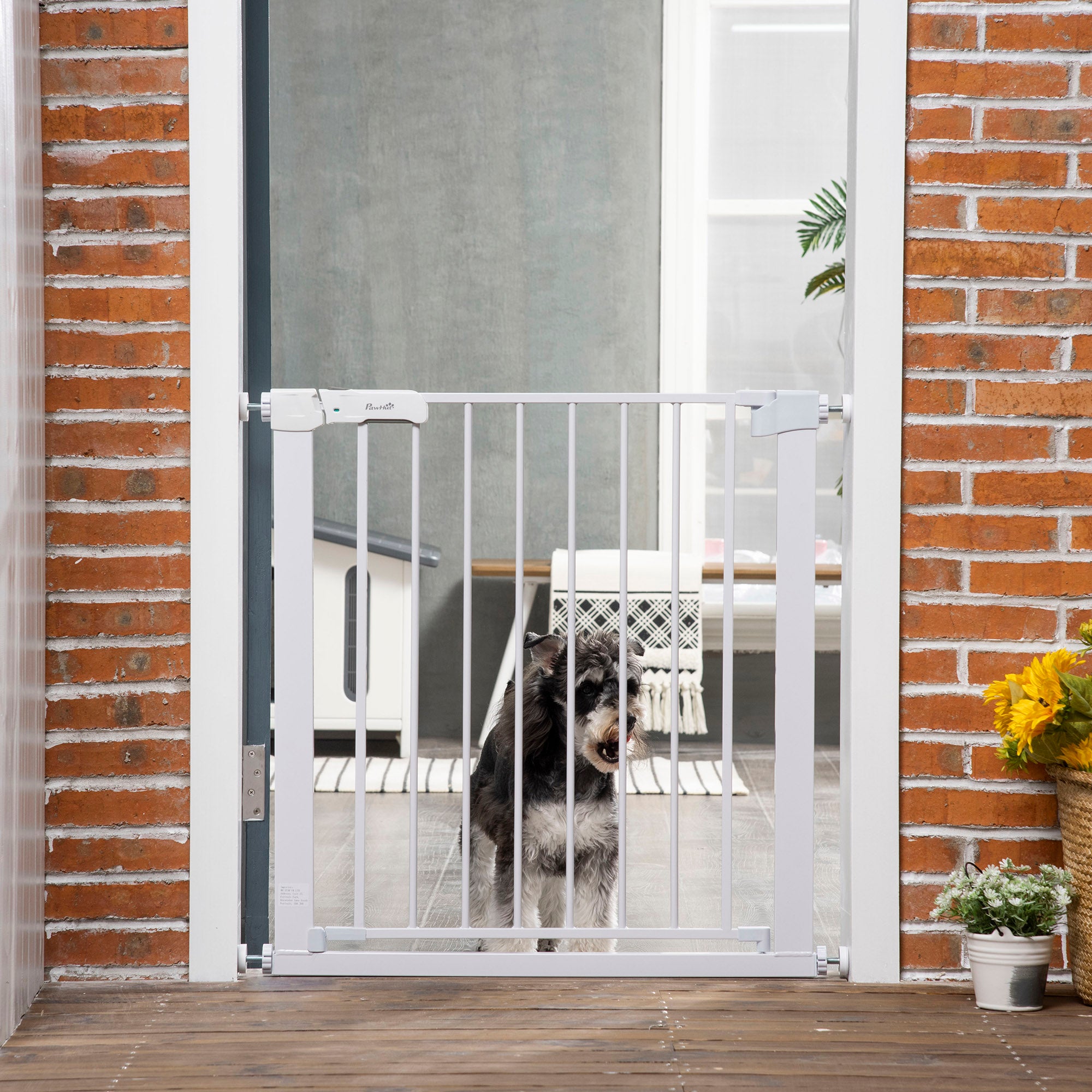 PawHut Adjustable Pet Safety Gate Dog Barrier Home Fence Room Divider Stair Guard Mounting White (76 H x 75-82W cm) - North Peak Garden Furniture