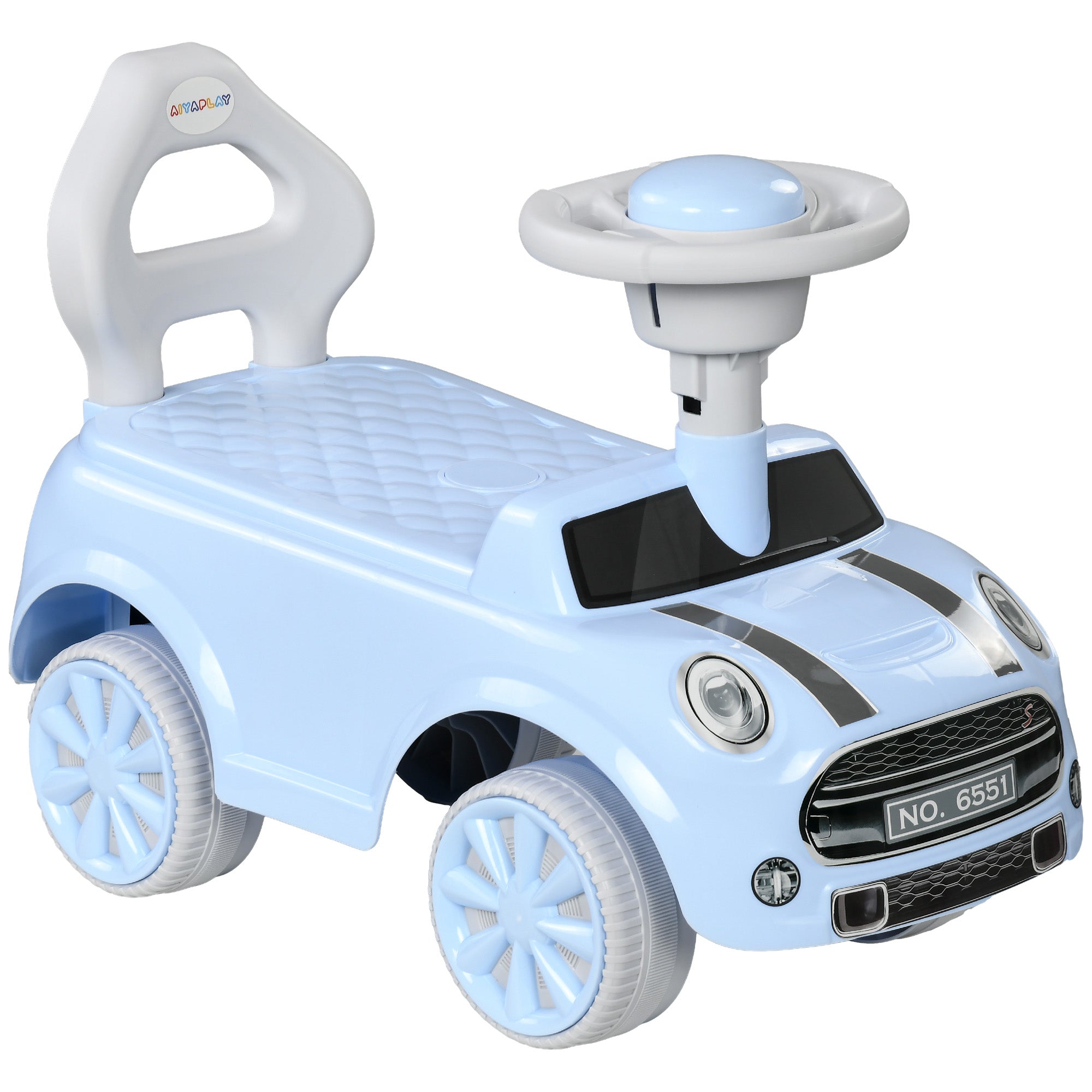 AIYAPLAY Foot To Floor Ride On Car Sliding Car w/ Air Horn, Anti-Over-Backwards, 18 to 36 Months - Light Blue