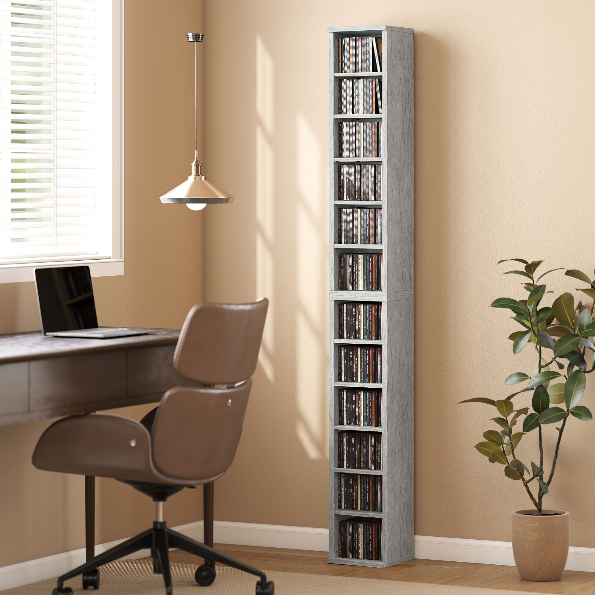 HOMCOM Set of Two 102 CD Storage Units - Cement Grey