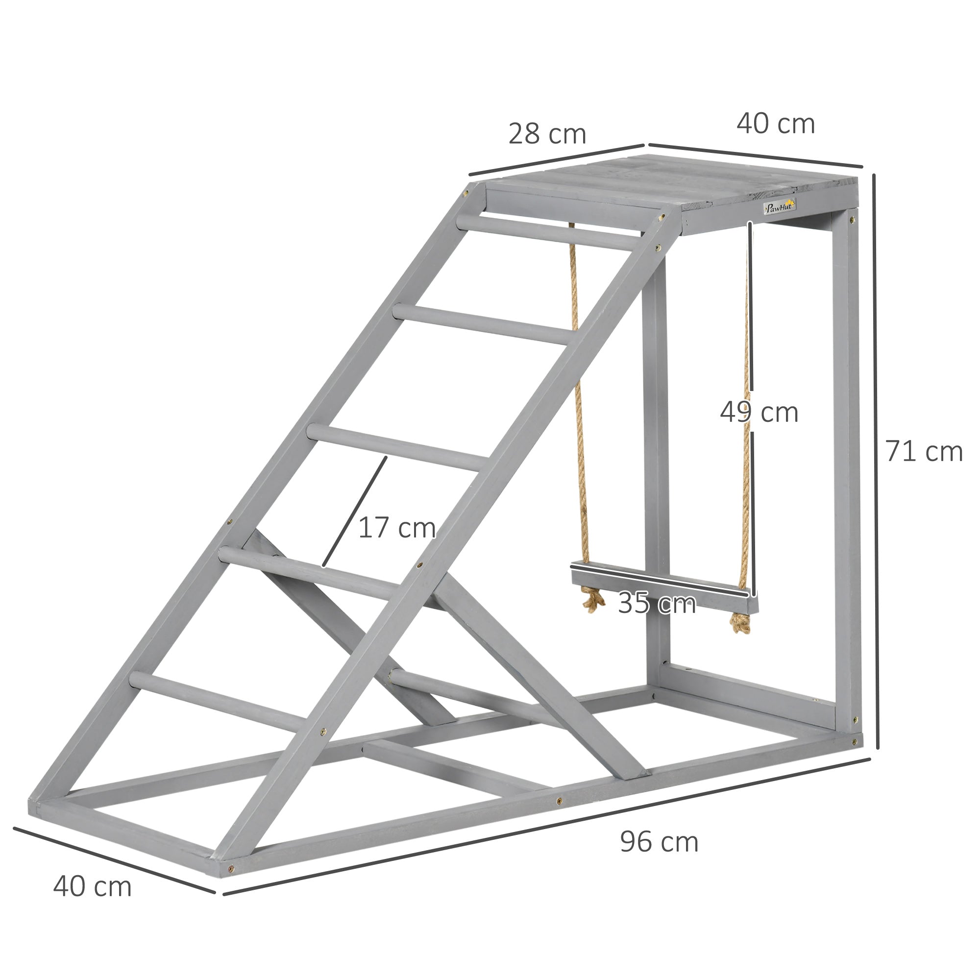 PawHut Wooden Chicken Coop Toy with Swing, Ladder, Platform, Grey - North Peak Garden Furniture
