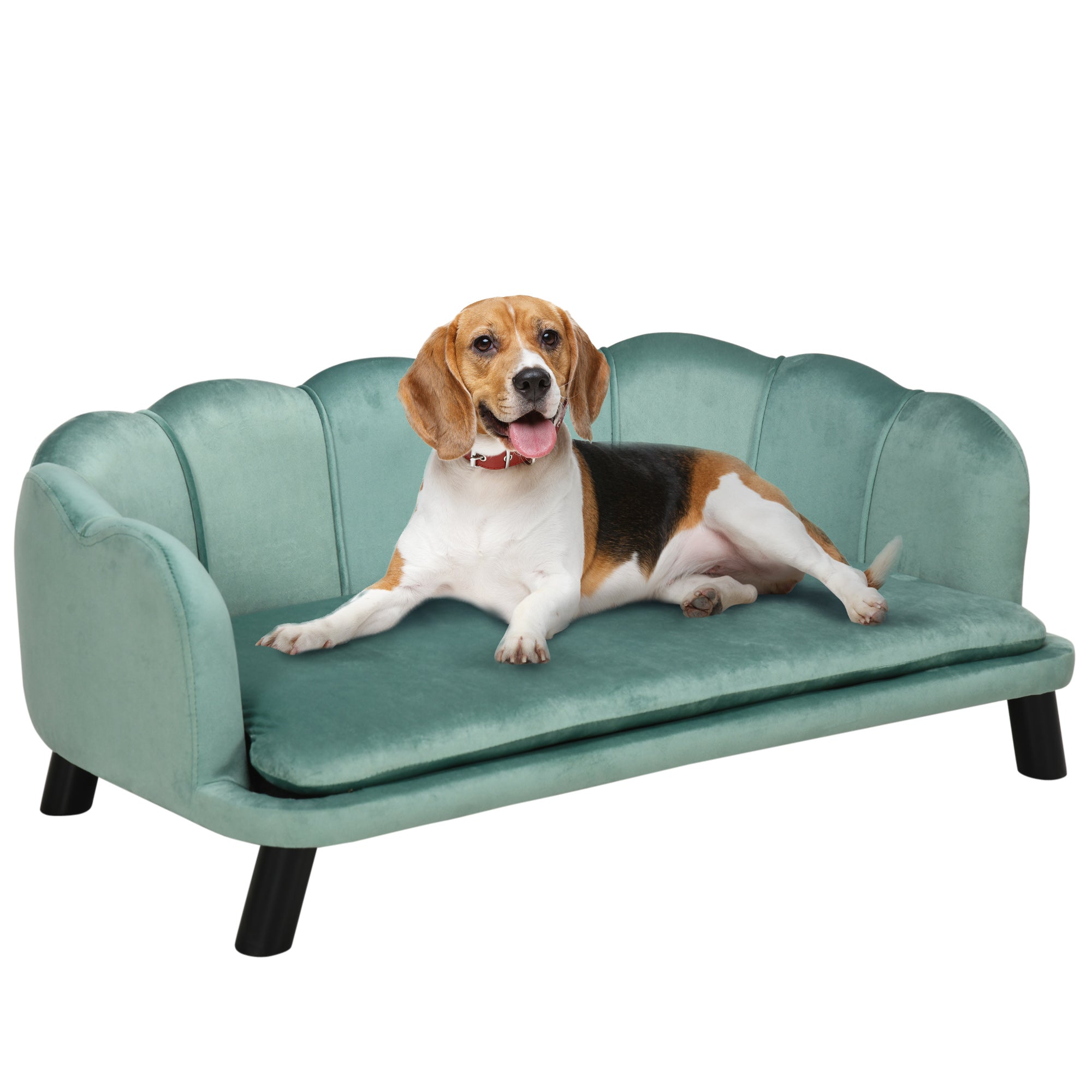 PawHut Dog Sofa, Pet Couch Bed for Medium, Large Dogs, with Legs, Cushion - Green - North Peak Garden Furniture