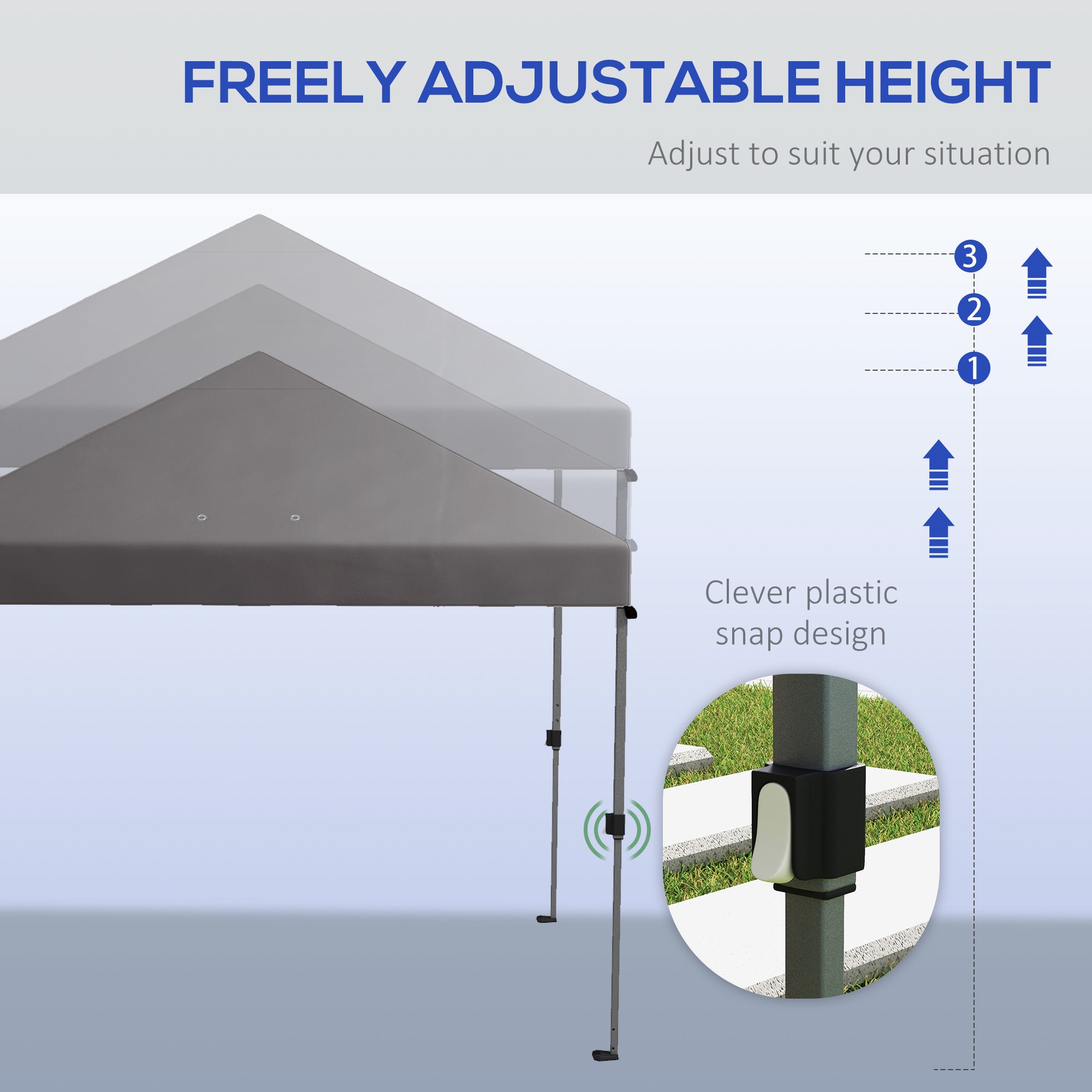 Outsunny 3 x 3m Pop-Up Gazebo, with Accessories - Grey - North Peak Garden Furniture