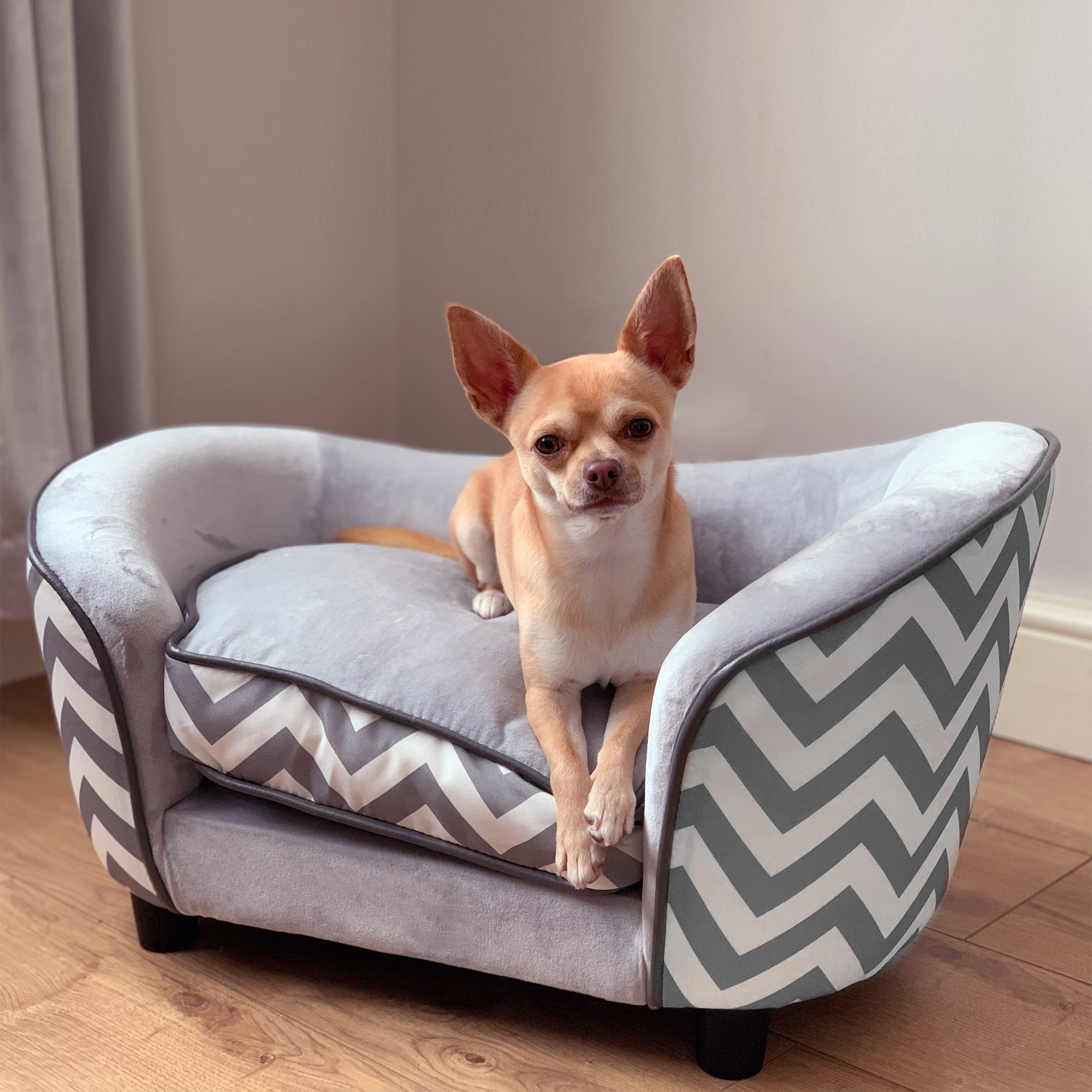 PawHut Dog Sofa Pet Couch for XS Dogs w/ Removable Sponge Padded Cushion - Grey - North Peak Garden Furniture