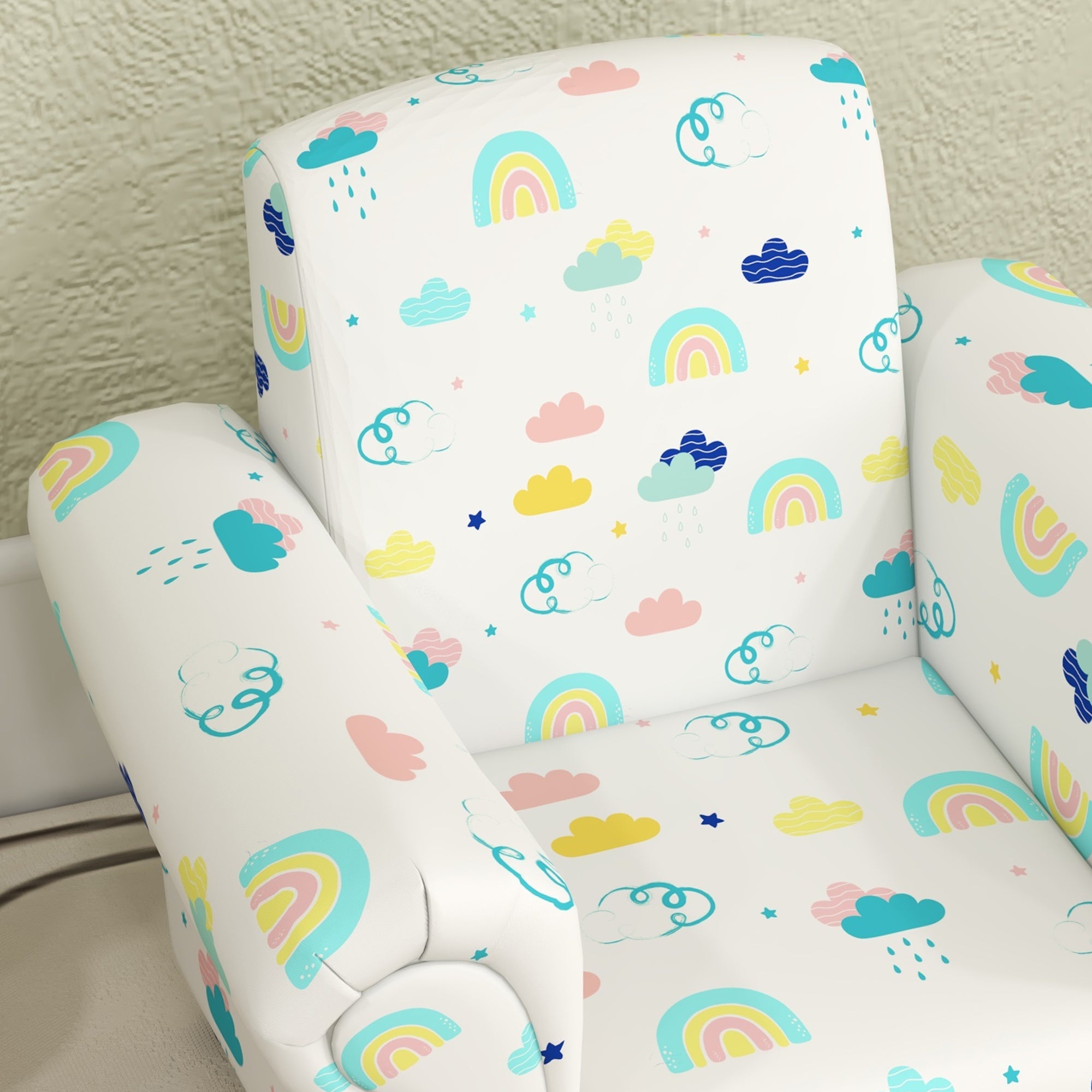 AIYAPLAY 2 Piece Kids Sofa Set with Cloud Design, Wooden Frame, for 1.5-3 Years Old, White - North Peak Garden Furniture