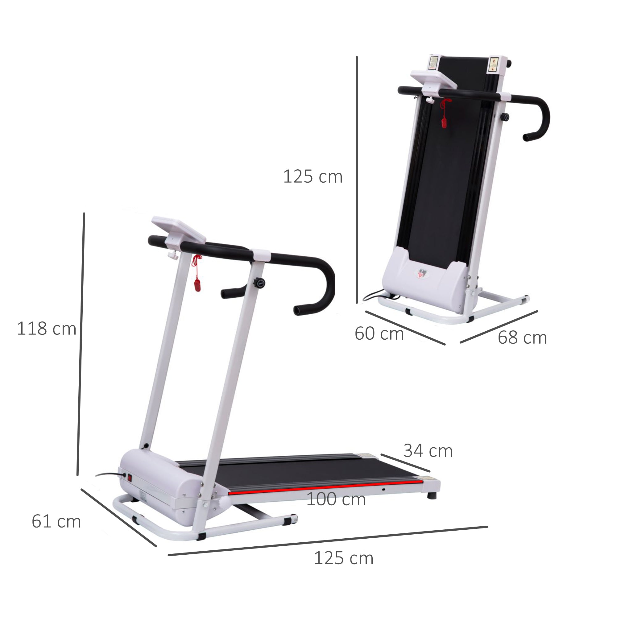 HOMCOM 1.25HP Motorised Electric Treadmill, 10km/h Folding Running Machine, Gym Fitness Exercise with LCD Monitor, White - North Peak Garden Furniture