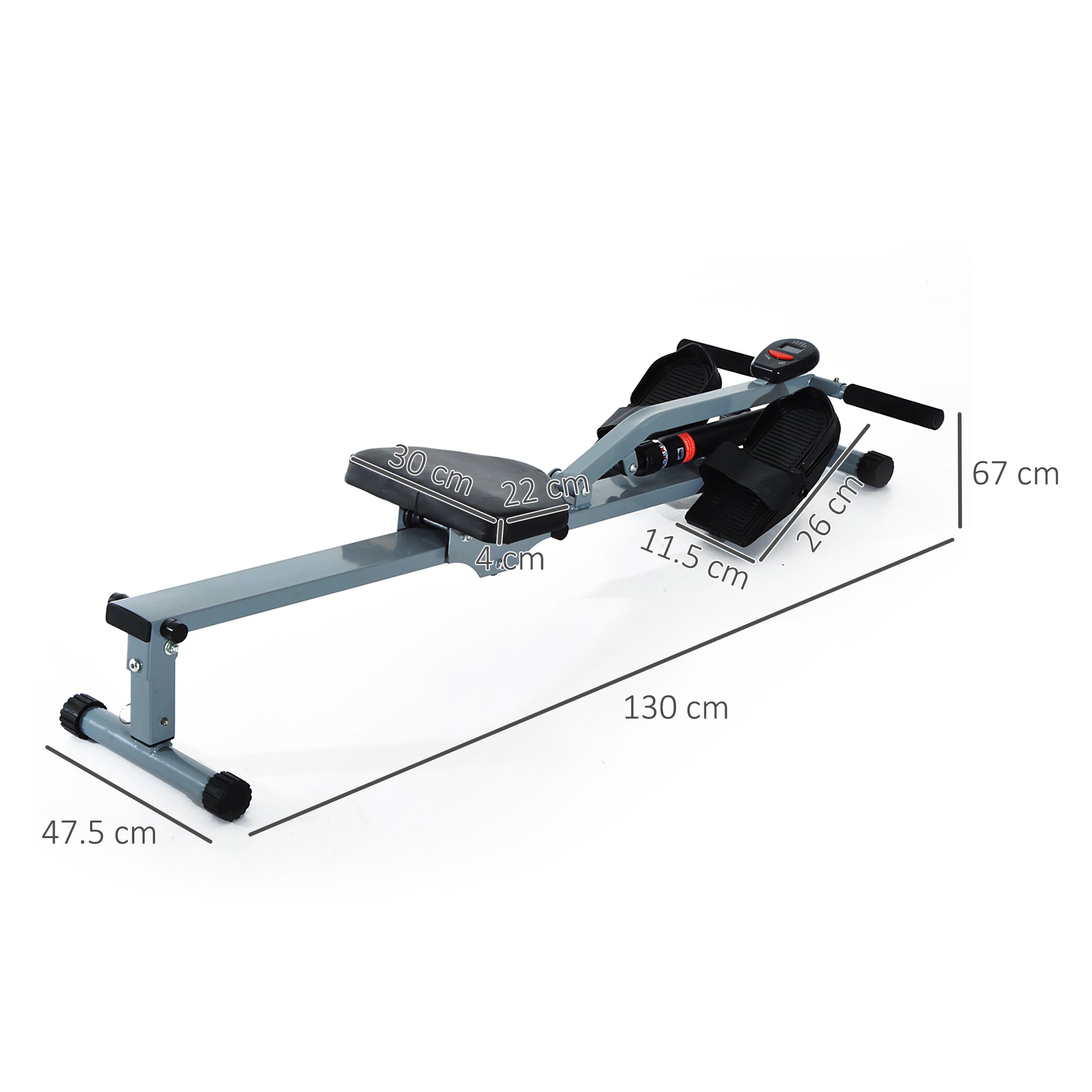 HOMCOM Rowing Machine Cardio Rower Workout Fitness Body Tonner Home Gym Training - North Peak Garden Furniture