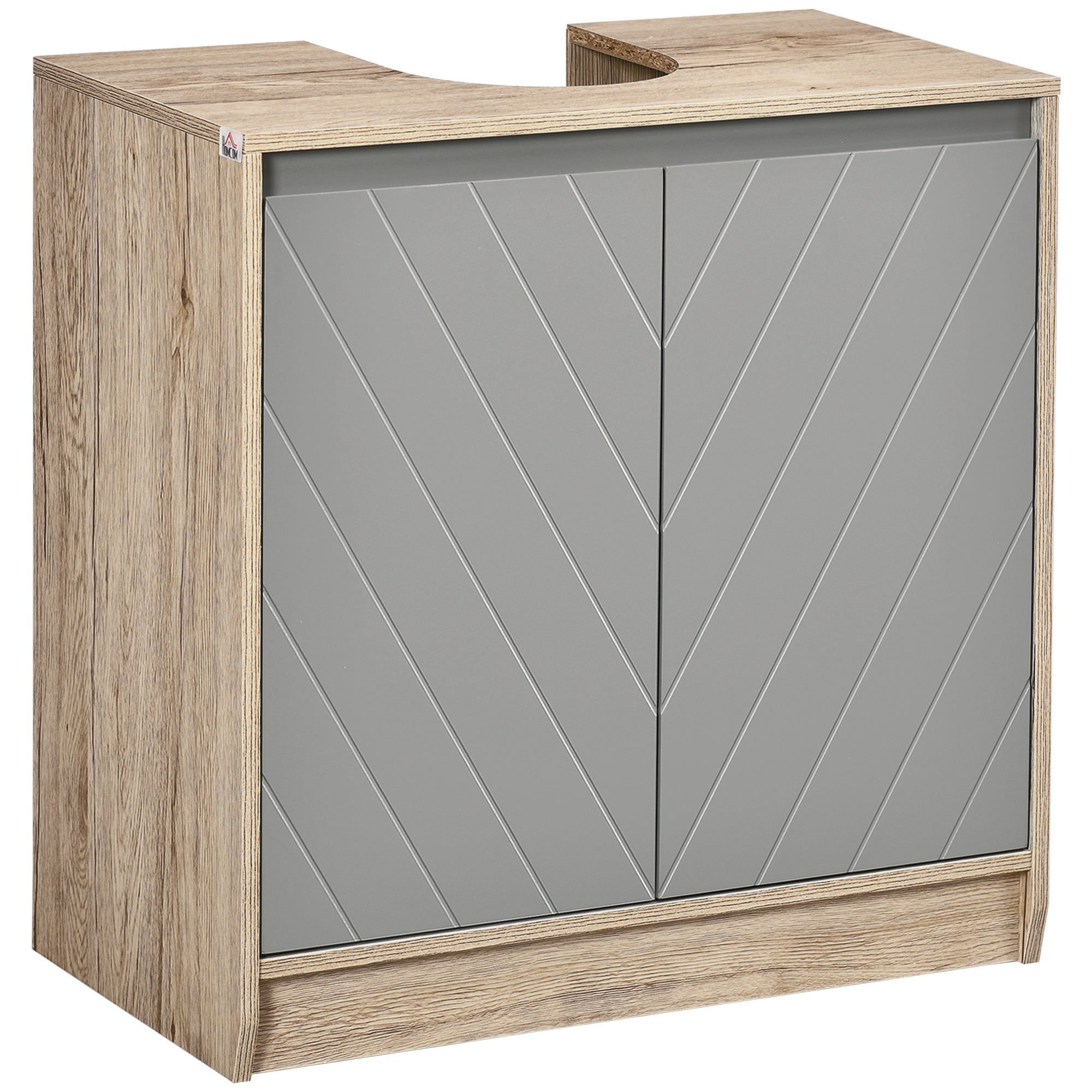 HOMCOM Under Sink Storage Cabinet Floor Standing Cupboard w/ Adjustable Shelf Bathroom Cabinet 2 Doors Versatile Style Grey - North Peak Garden Furniture