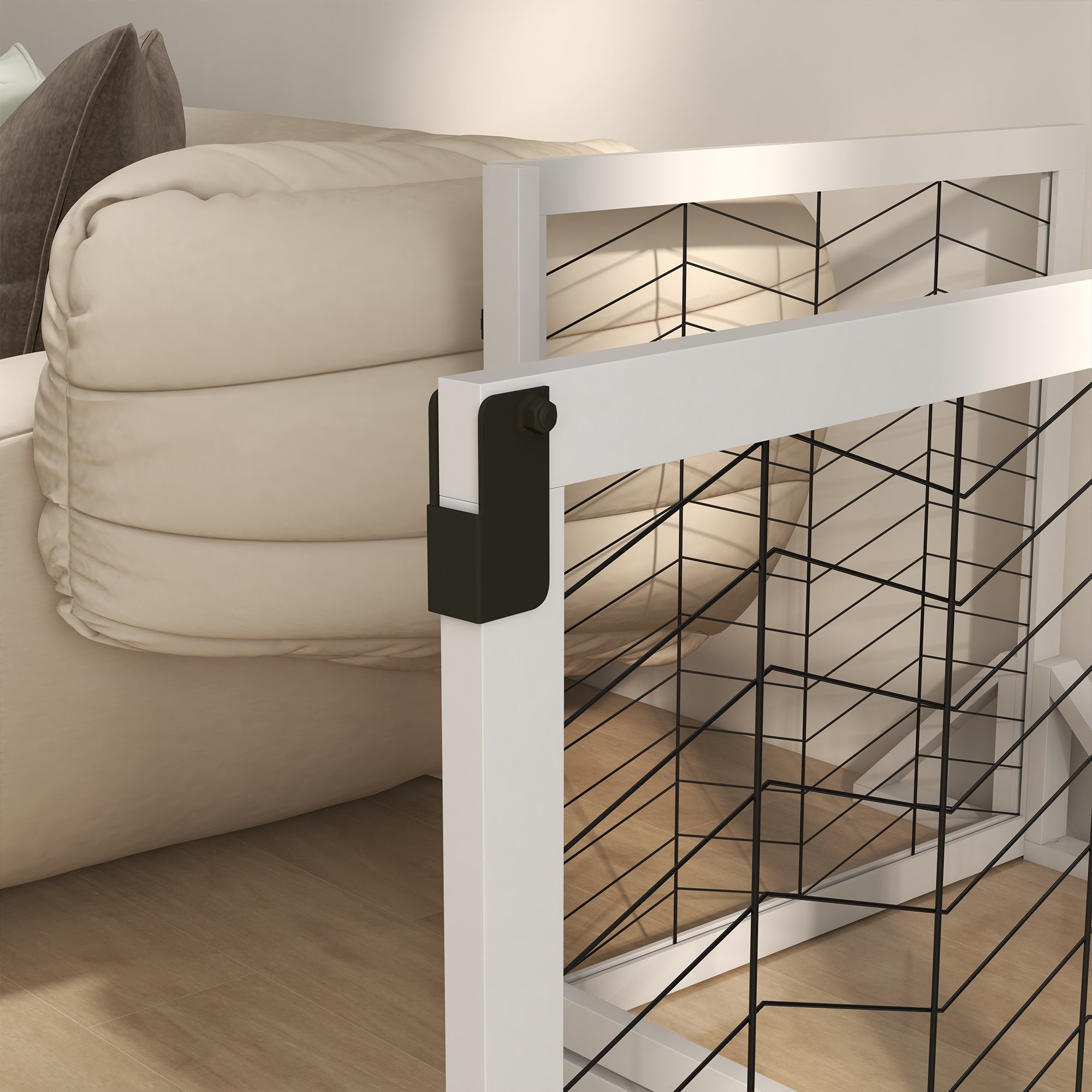 PawHut 8 Panels Foldable Pet Gate with Support Feet, for House, Doorway, Stairs, Small and Medium Dogs - White - North Peak Garden Furniture