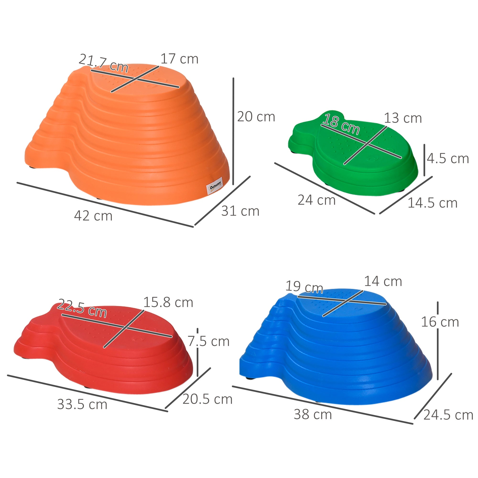 Outsunny 11 Piece Kids Balance Stepping Stones - Multicoloured - North Peak Garden Furniture