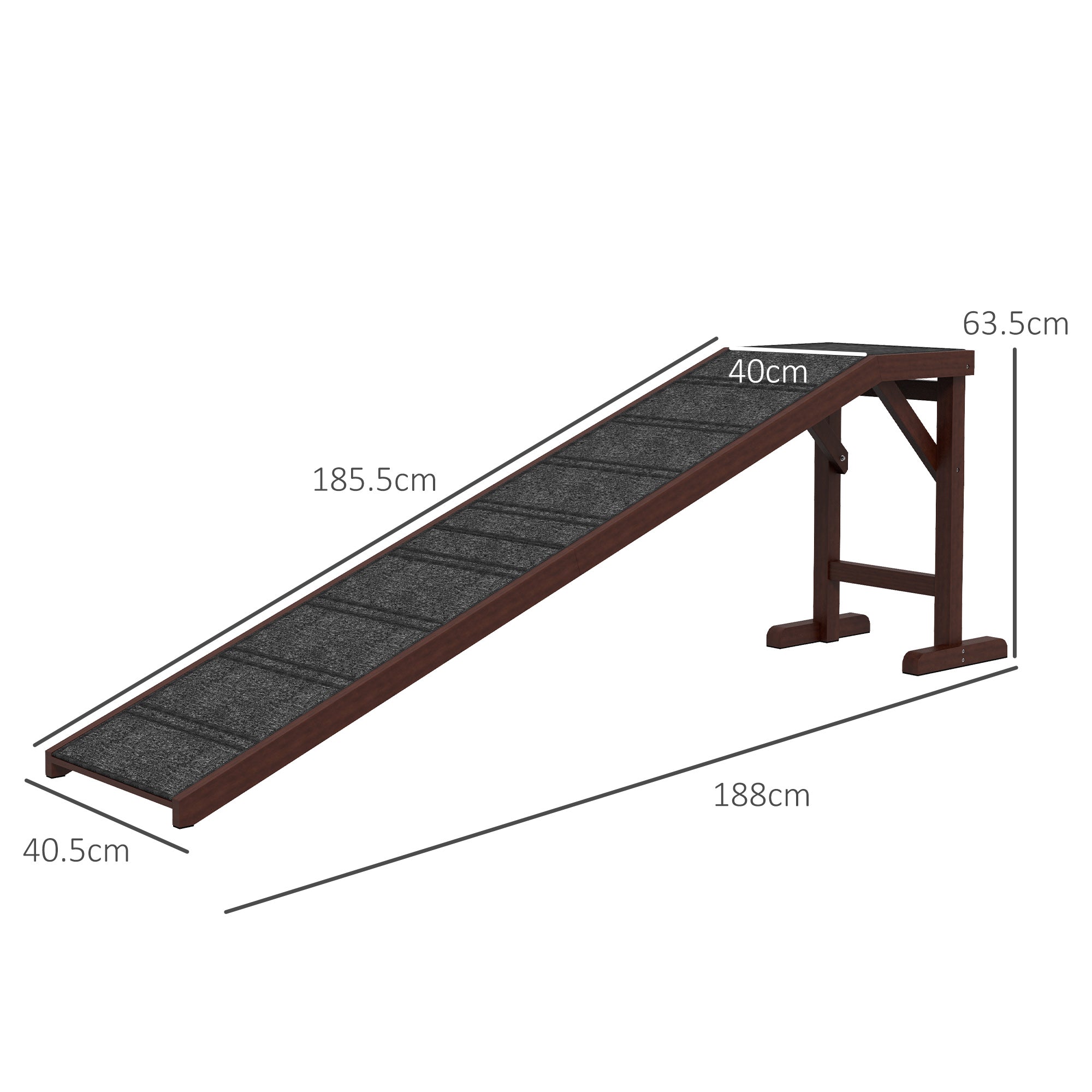 PawHut Pet Ramp for Dogs Cats Non-Slip Carpet Top Platform - Brown & Grey - North Peak Garden Furniture