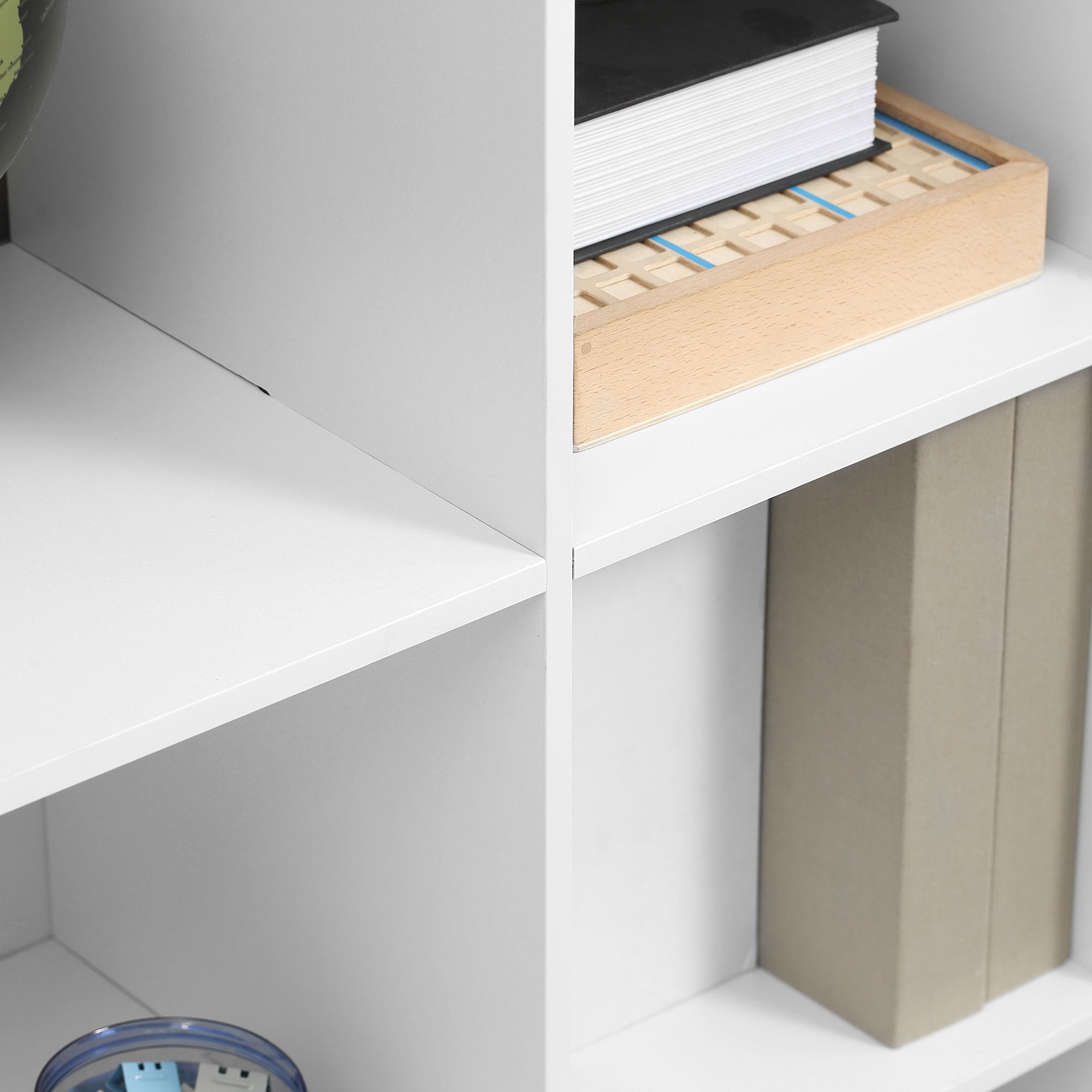 HOMCOM 3-tier Step 6 Cubes Storage Unit Particle Board Cabinet Bookcase Organiser Home Office Shelves - White - North Peak Garden Furniture