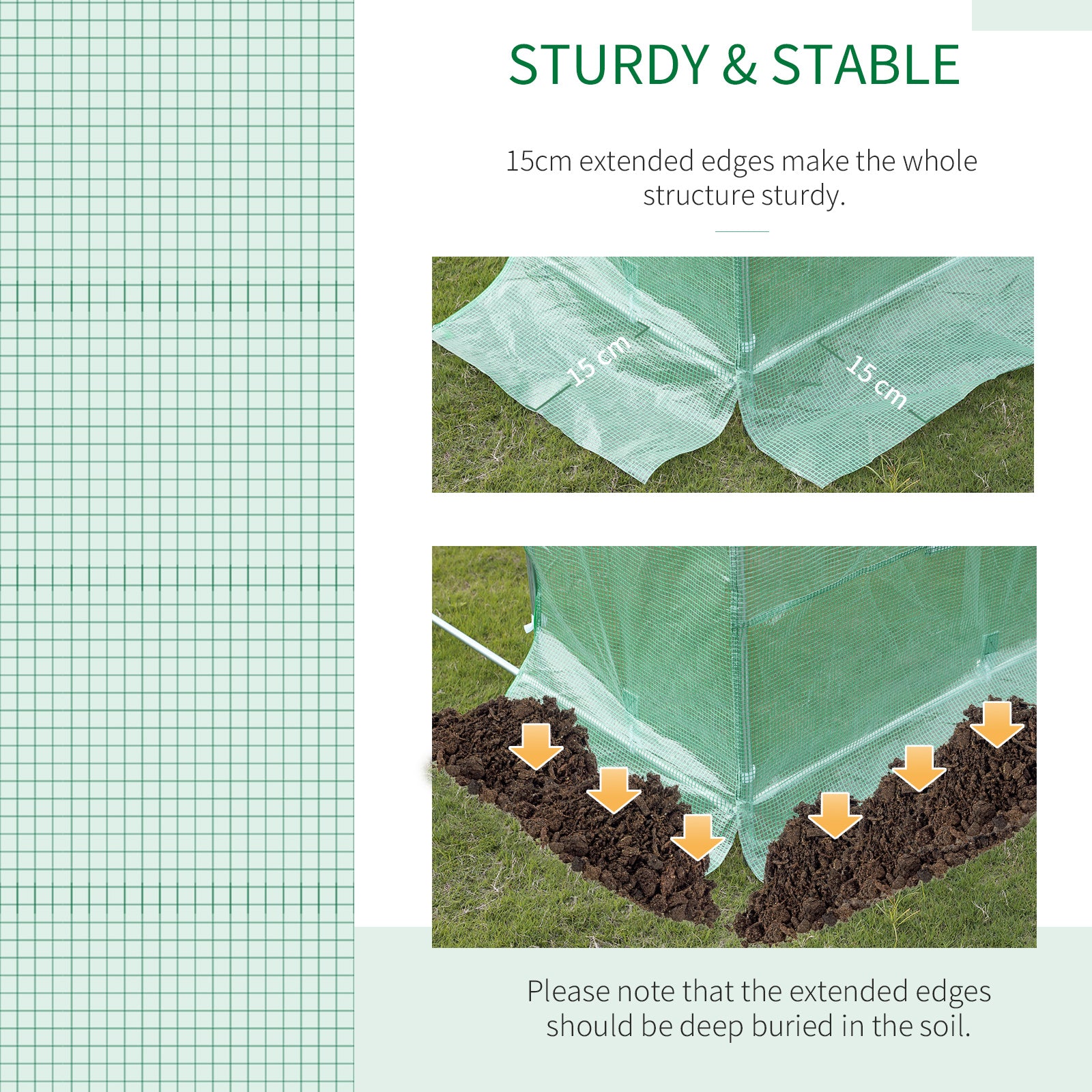 Outsunny 6 x 3 x 2 m Large Walk-In Greenhouse Garden Polytunnel Greenhouse with Steel Frame, Zippered Door and Roll Up Windows, Green