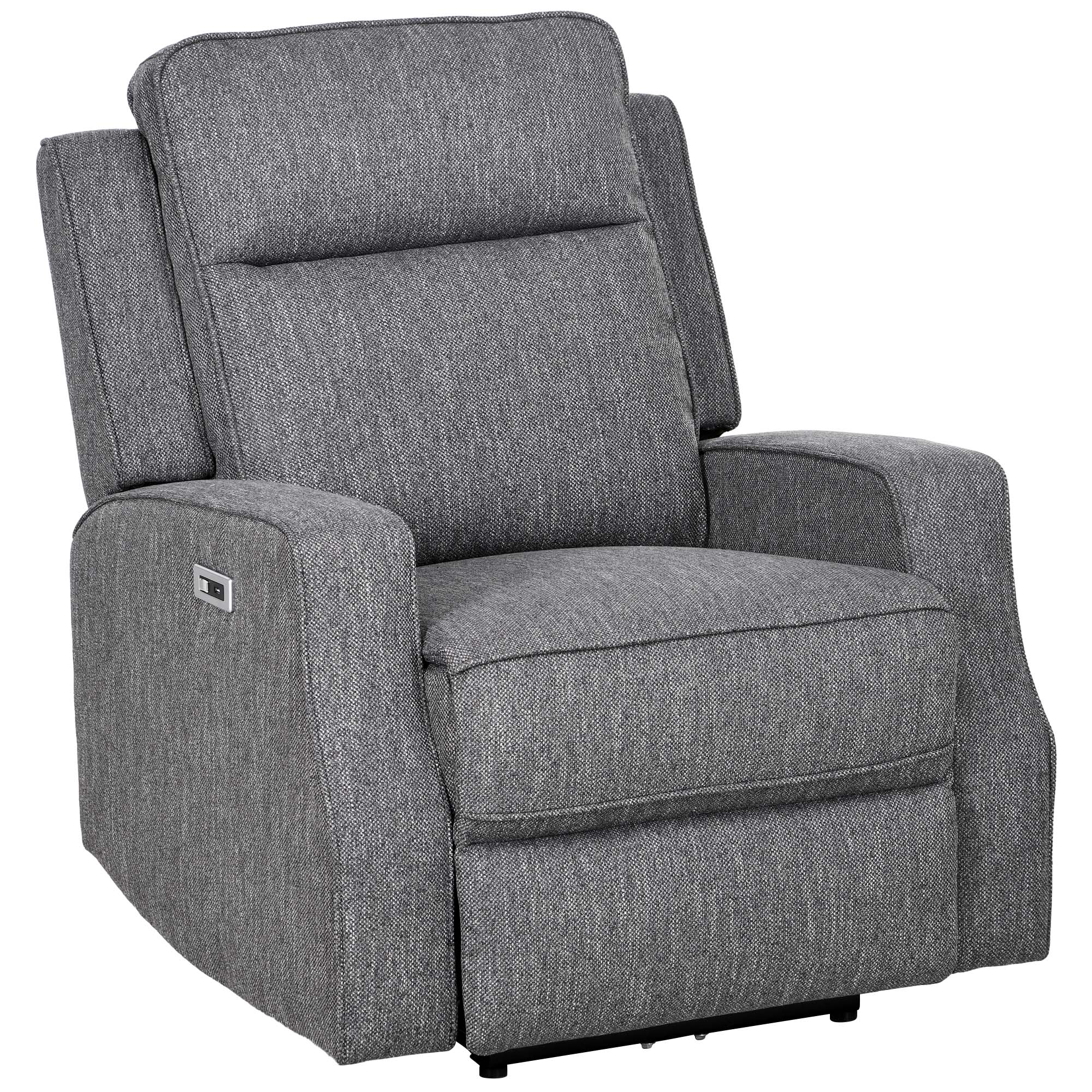 HOMCOM 150° Electric Reclining Chair, with USB port and Footrest - Charcoal Grey - North Peak Garden Furniture