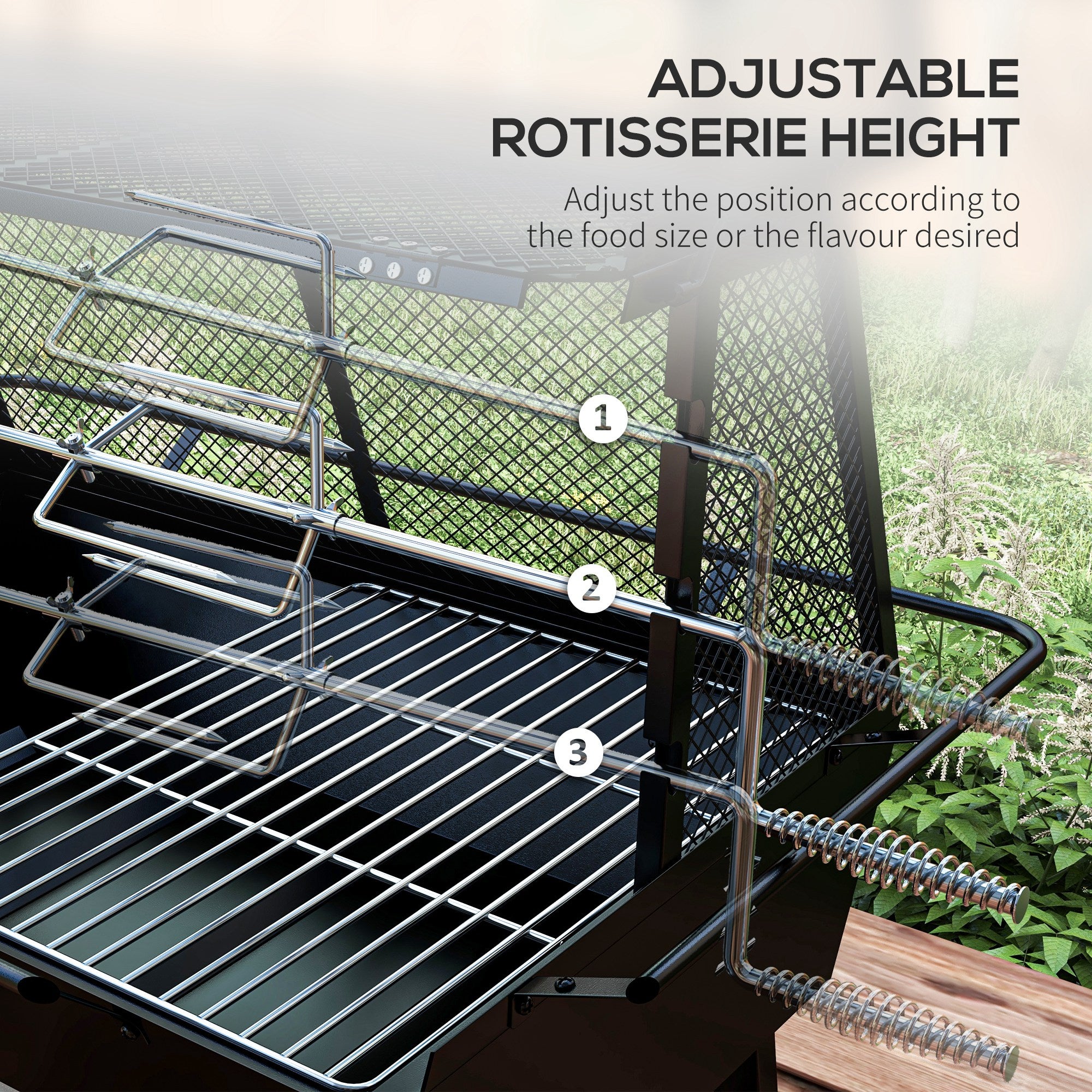 Outsunny 3-in-1 Barbecue Grill, Rotisserie Roaster and Fire Pit, with Cover - North Peak Garden Furniture