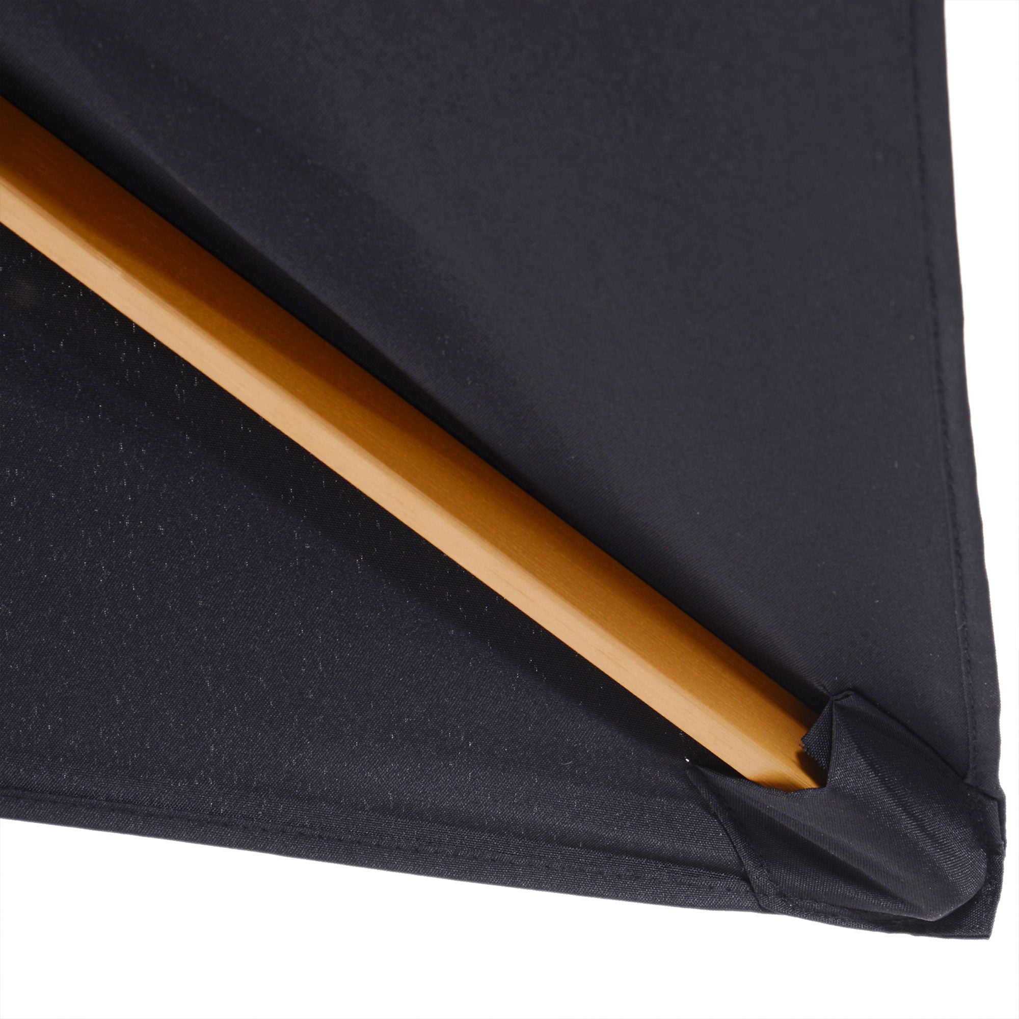 Outsunny 2 x 3m Wooden Garden Parasol Umbrella Outdoor Sun Shade Canopy, Black - North Peak Garden Furniture
