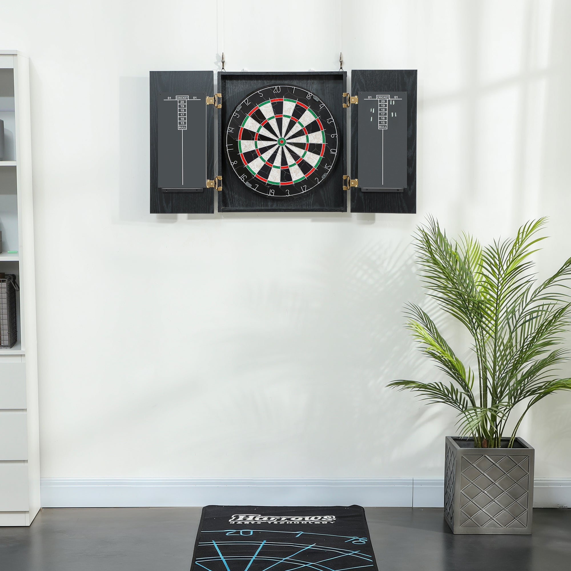 SPORTNOW Bristle Dartboard with Cabinet, 6 Steel Tip Darts, Cabinet