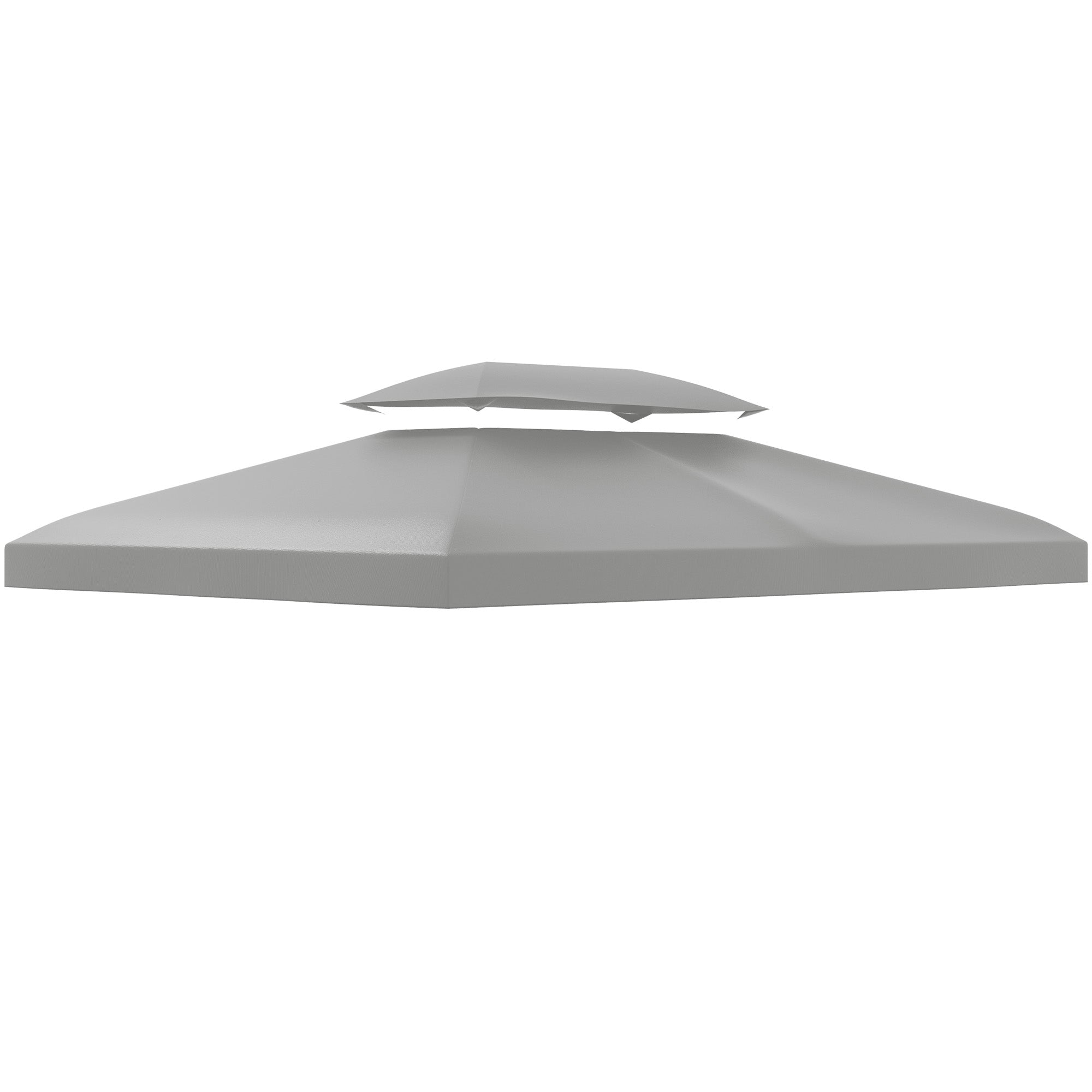 Outsunny 3x4m Gazebo Canopy Replacement Cover, 2 Tier Top Roof UV Cover Garden Patio Outdoor Sun Awning Shelters, Light Grey (TOP COVER ONLY) - North Peak Garden Furniture