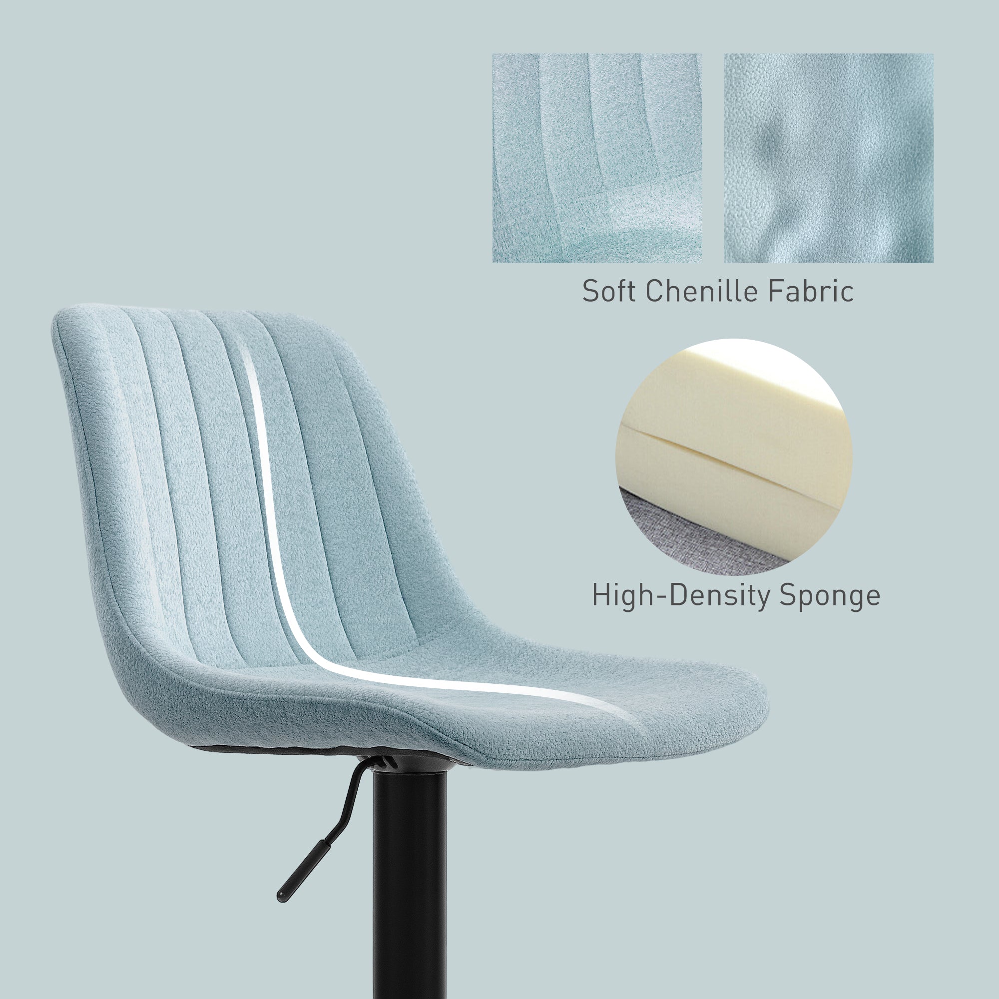 HOMCOM Set of Two Chenille-Feel Tub Bat Stools - Blue - North Peak Garden Furniture
