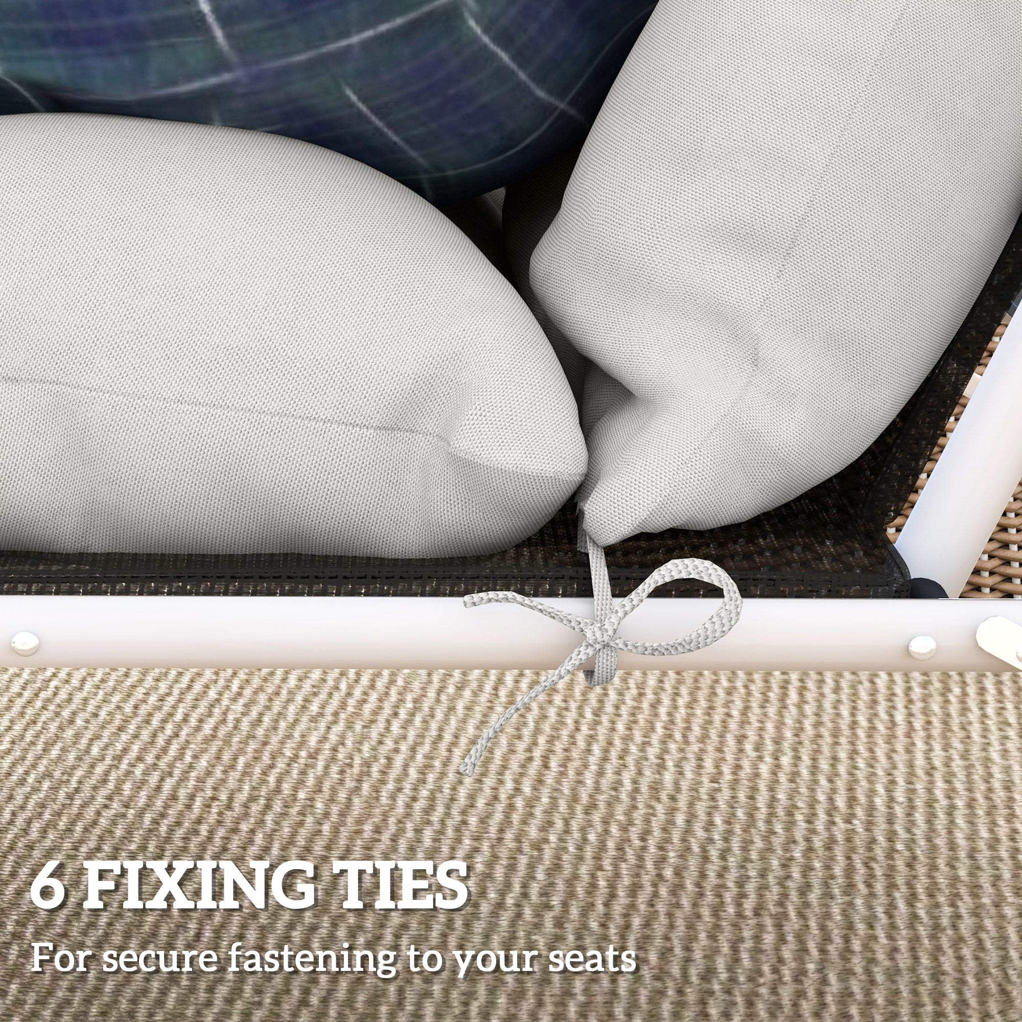 Outsunny Set of Two 190 x 56cm Sun Lounger Cushions - Light Grey - North Peak Garden Furniture