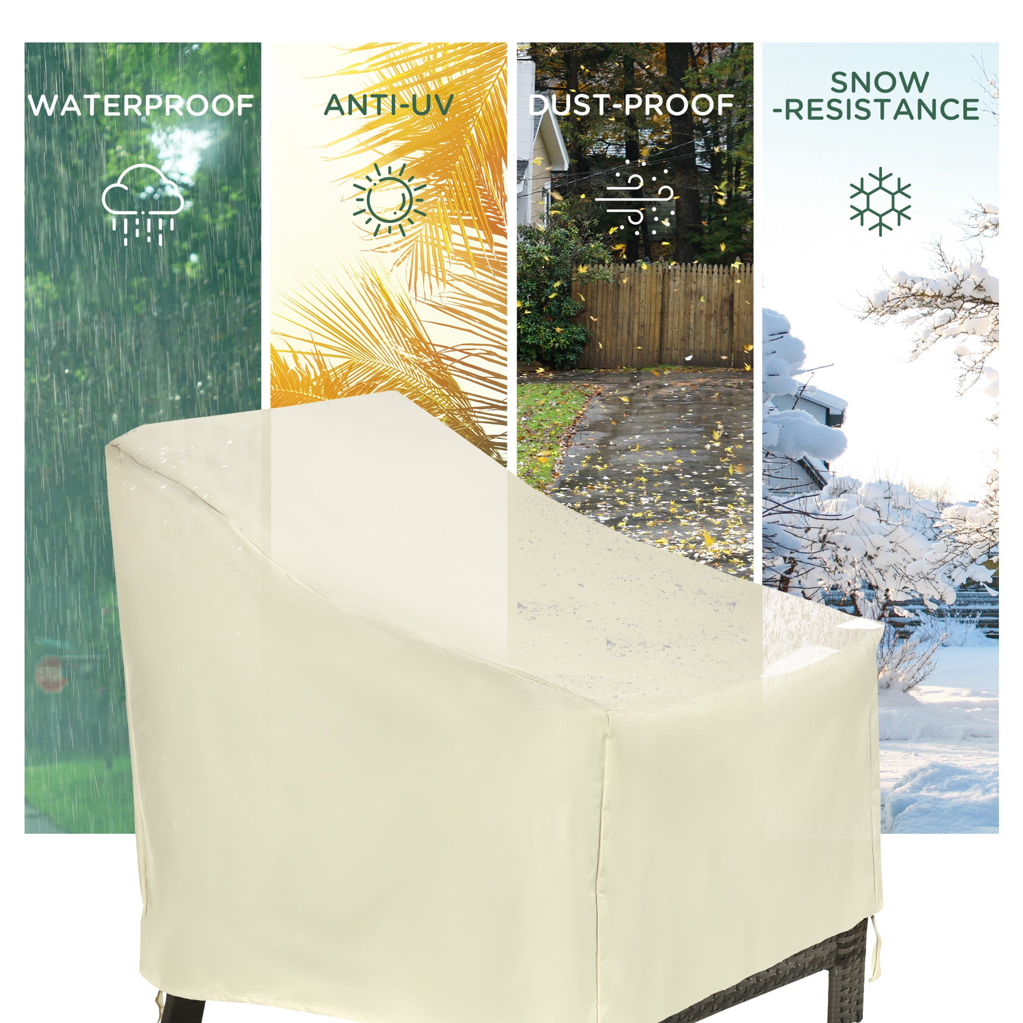 Outsunny 600D Oxford Cloth Furniture Cover Single Chair Garden Patio Outdoor Protector Waterproof 68x87x44-77cm - North Peak Garden Furniture