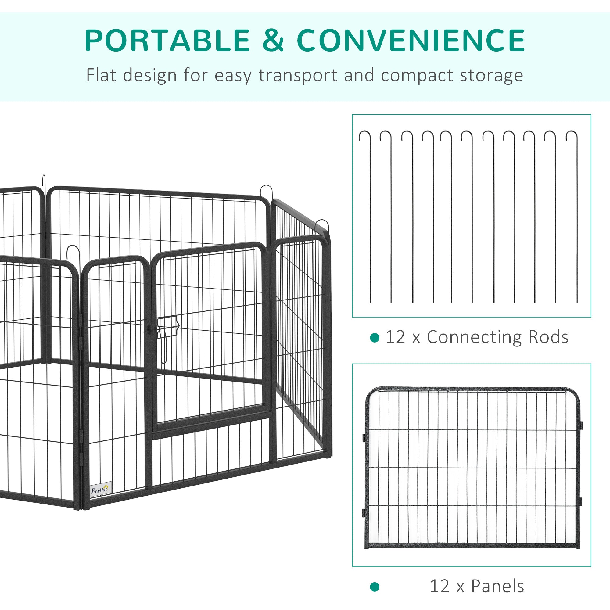 PawHut 12 Panels Heavy Duty Puppy Playpen, for Small Dogs, Indoor and Outdoor Use - Silver