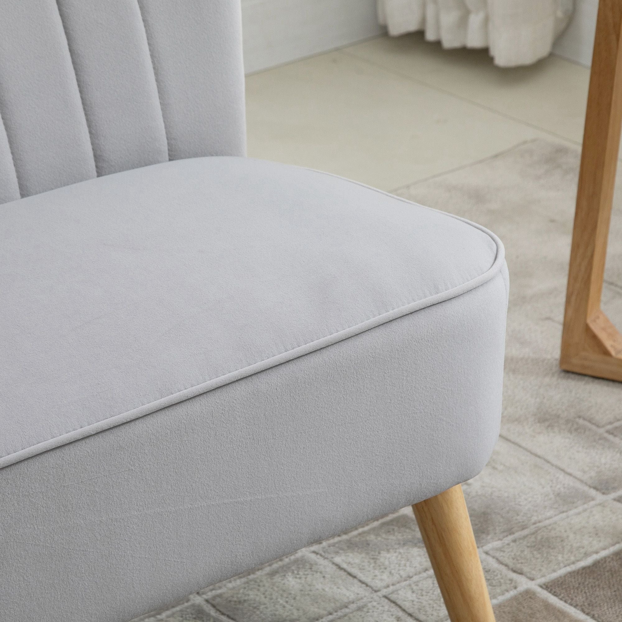 HOMCOM Modern Velvet Double Seat Sofa w/ Wood Frame Foam Padding Soft Comfortable Compact Couch Light Grey