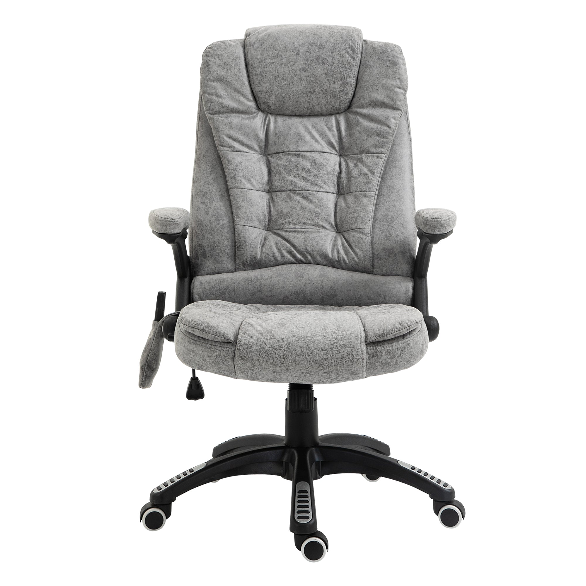 Vinsetto Massage Recliner Chair Heated Office Chair with Six Massage Points Microfiber Cloth 360° Swivel Wheels Grey - North Peak Garden Furniture