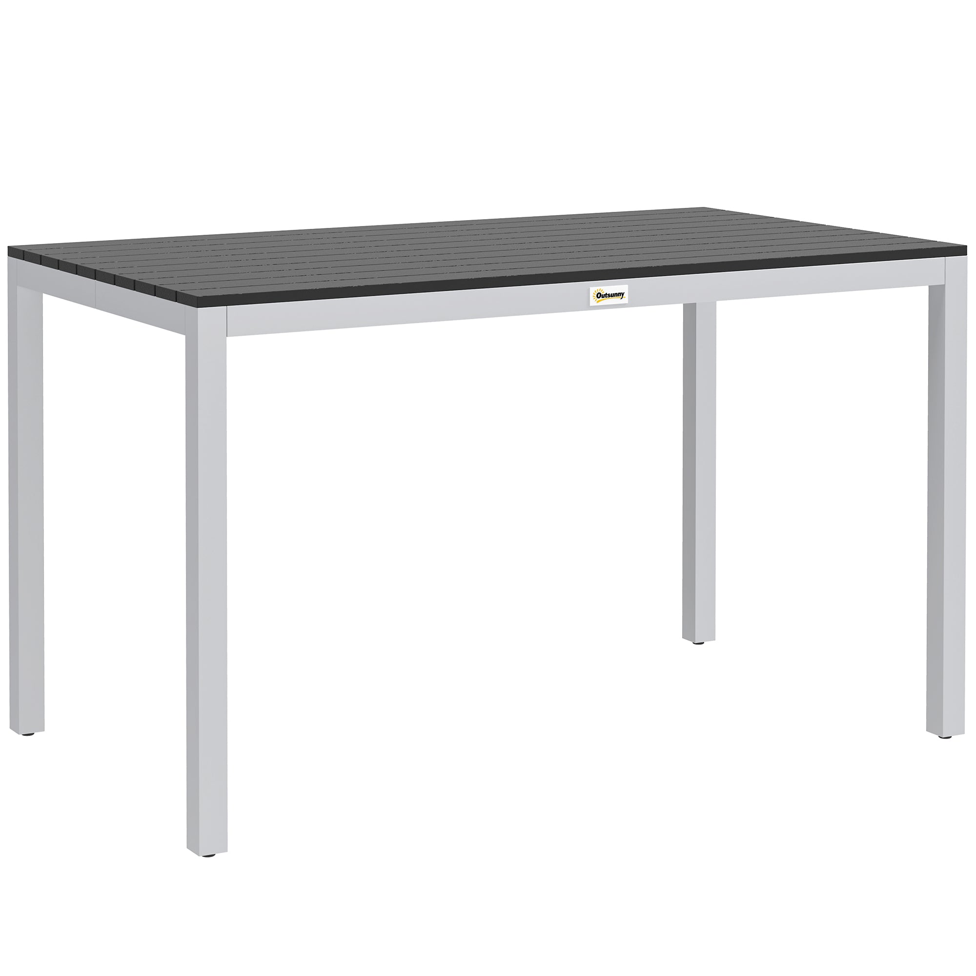 Outsunny Garden Table for 4-6, 120 x 70 cm Outdoor Dining Table with Rust-Resistant Aluminium Frame, Easy Maintenance Slatted Top, for Patio, Terrace, Balcony, Black - North Peak Garden Furniture