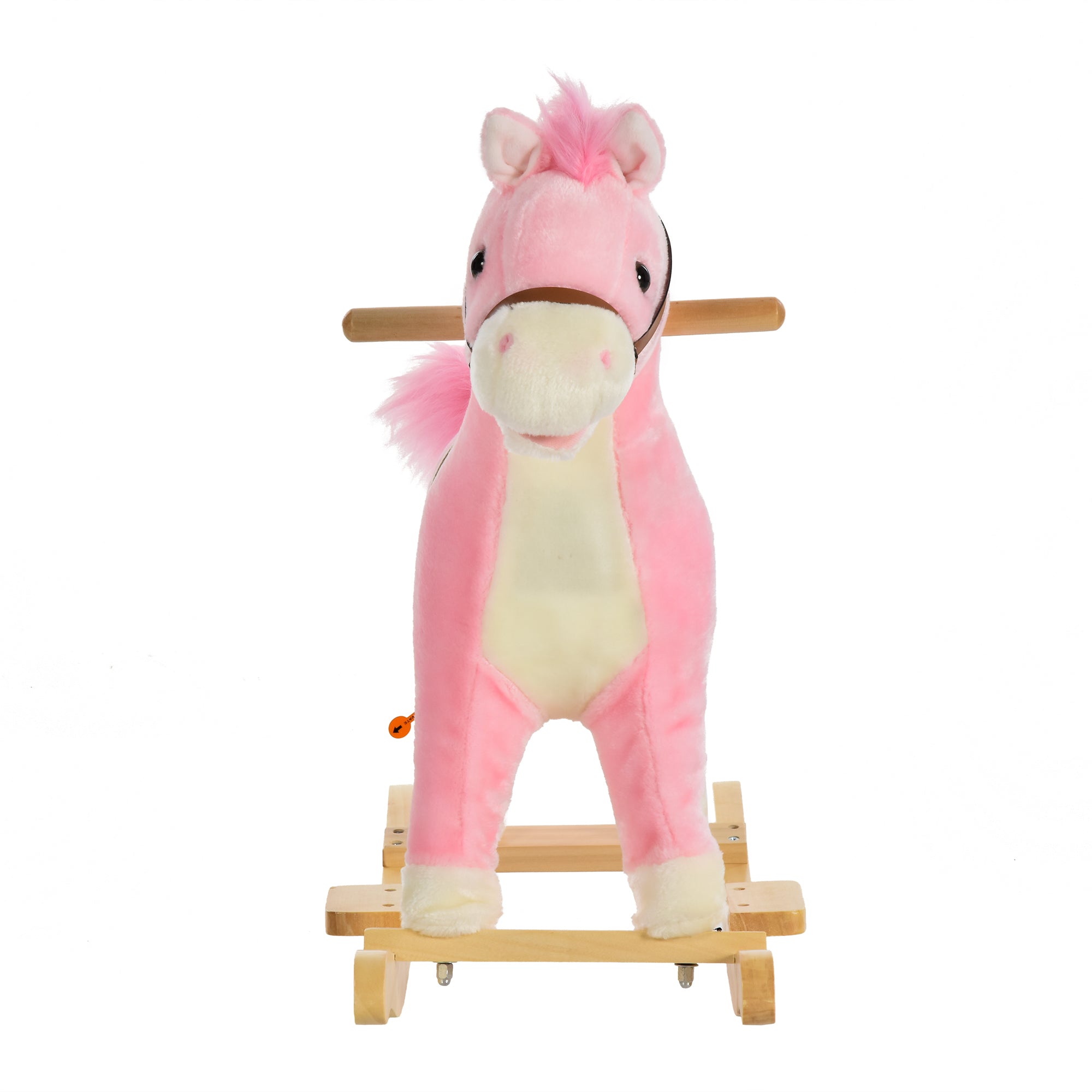 HOMCOM Kids Plush Rocking Horse w/ Sound Moving Mouth Wagging Tail Children Rocker Ride On Toy Gift 3-6 Years Pink - North Peak Garden Furniture