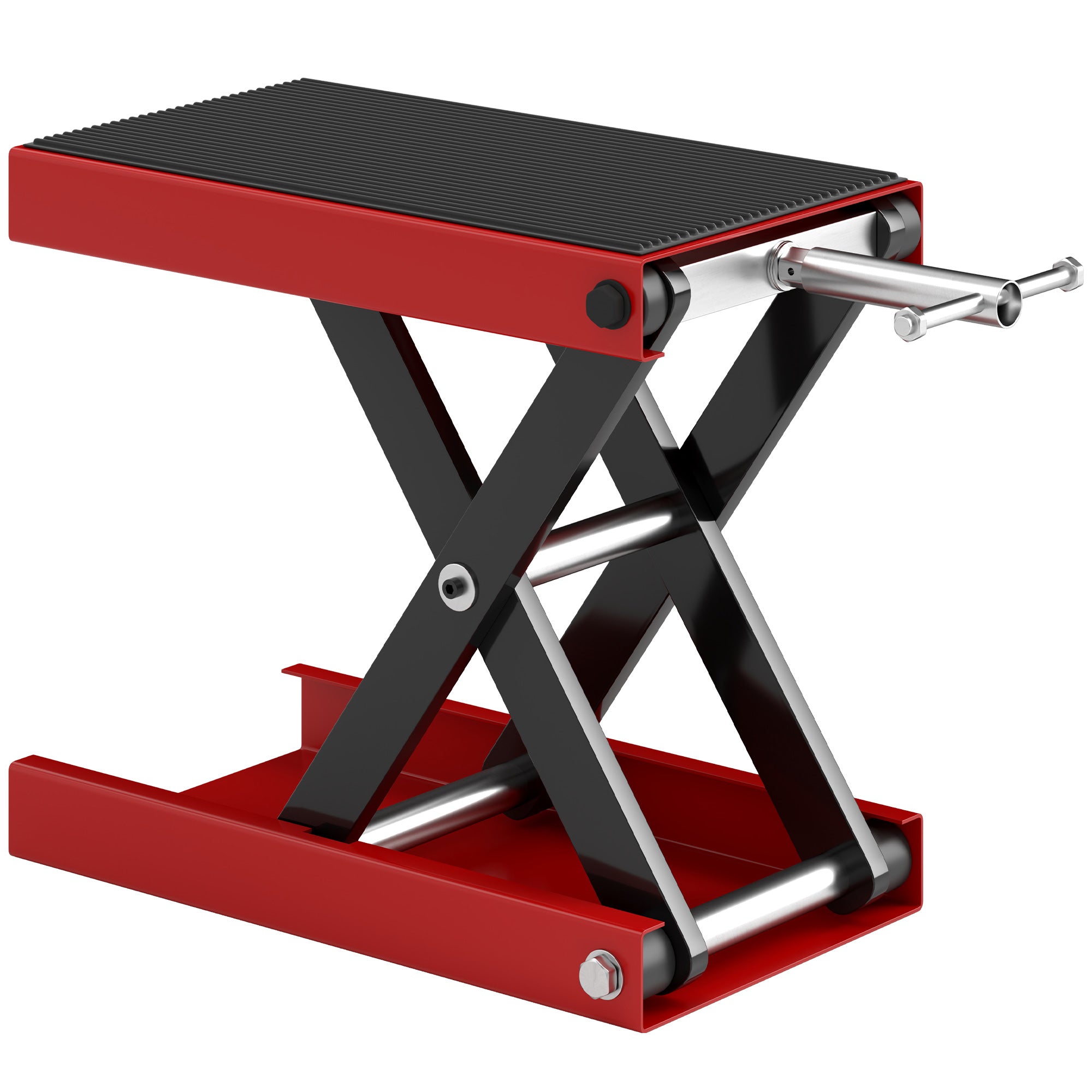 DURHAND 500KG Motorcycle Scissor Lift Jack, Height Adjustable Motorbike Stand with Anti-Slip Wide Deck, Heavy Duty Steel Motorbike Repair Lift Hoist Stand for Home Garage, Red