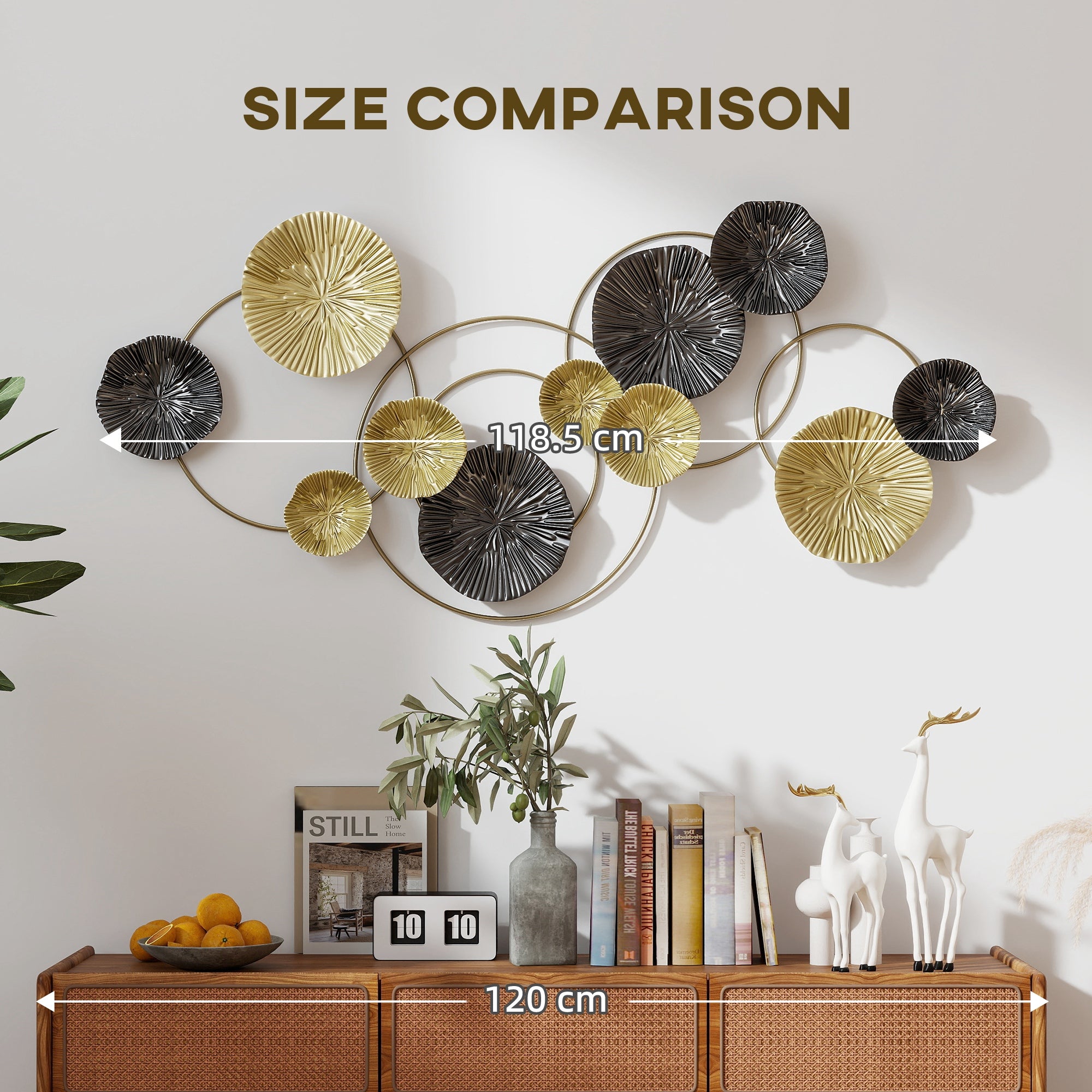 HOMCOM Metal Wall Art, Modern Hanging Wall Decor with Multi-Disc Design for Living Room