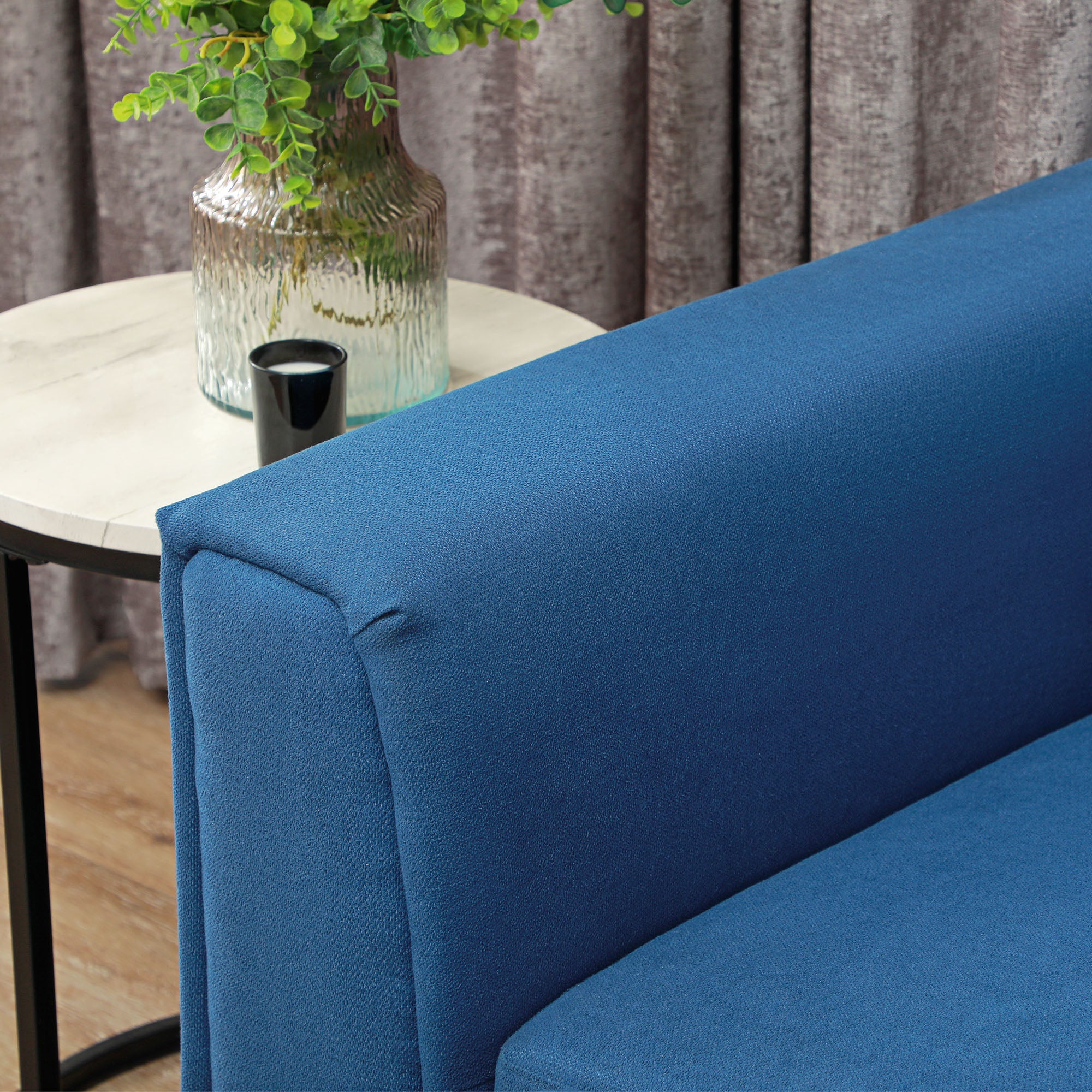 HOMCOM 3 Seater Sofa Bed, L-Shaped Corner Sofa, Pull Out Sofa with Storage, Convertible Click Clack Settee Sectional Sleeper Futon for Living Room, Office, Dark Blue - North Peak Garden Furniture